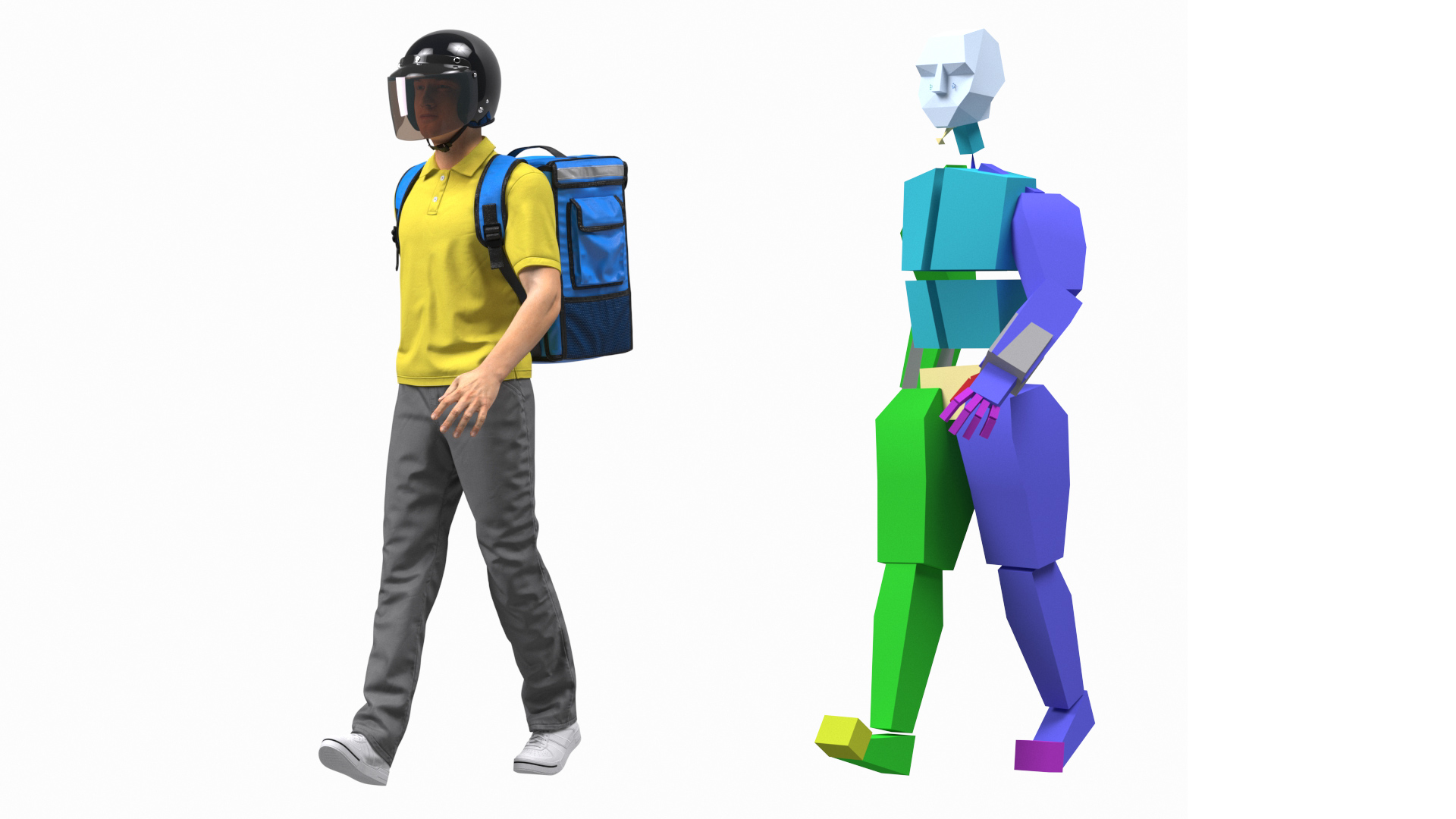 3D Delivery Man wear Helmet Rigged
