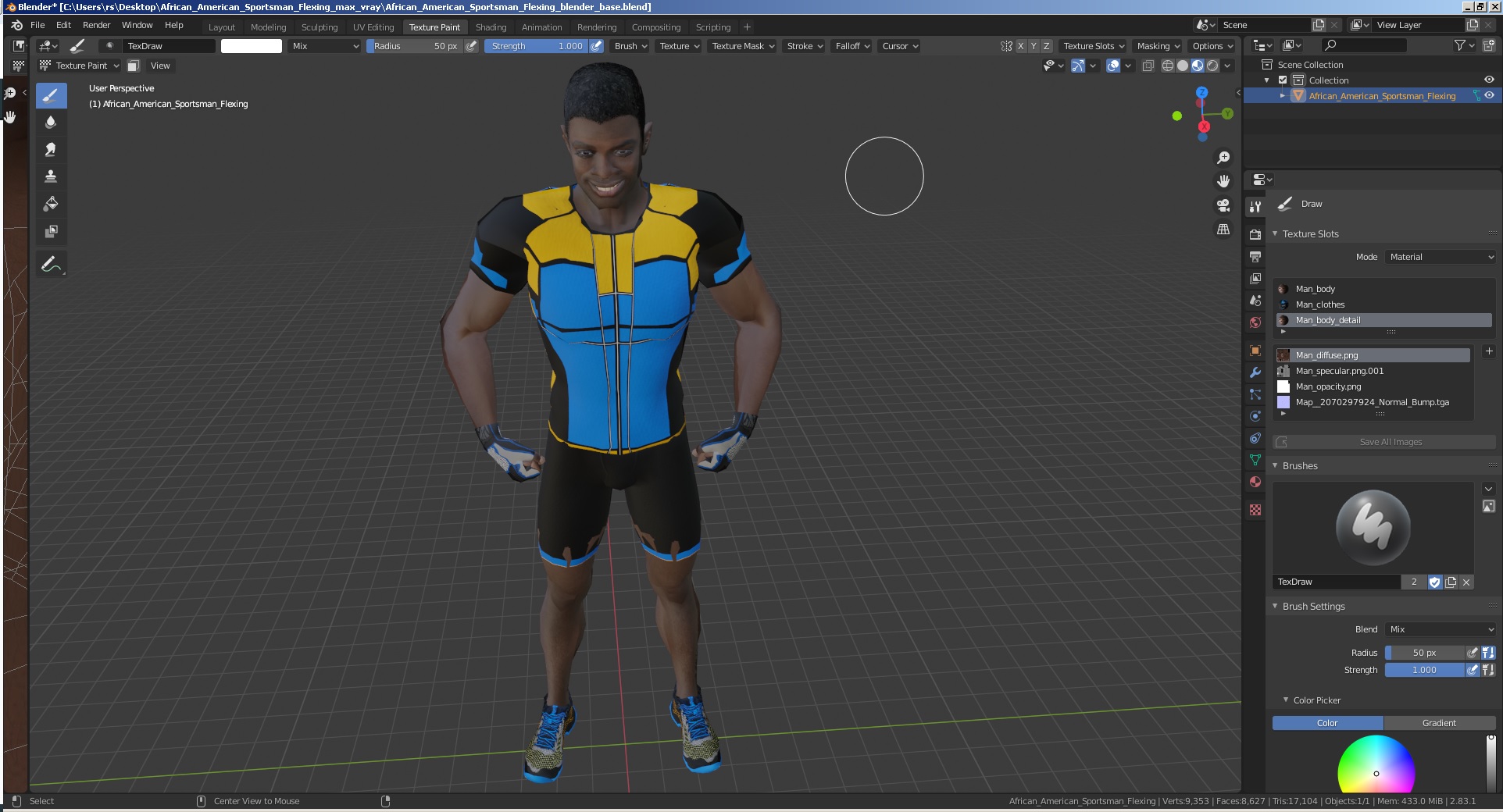African American Sportsman Flexing 3D model