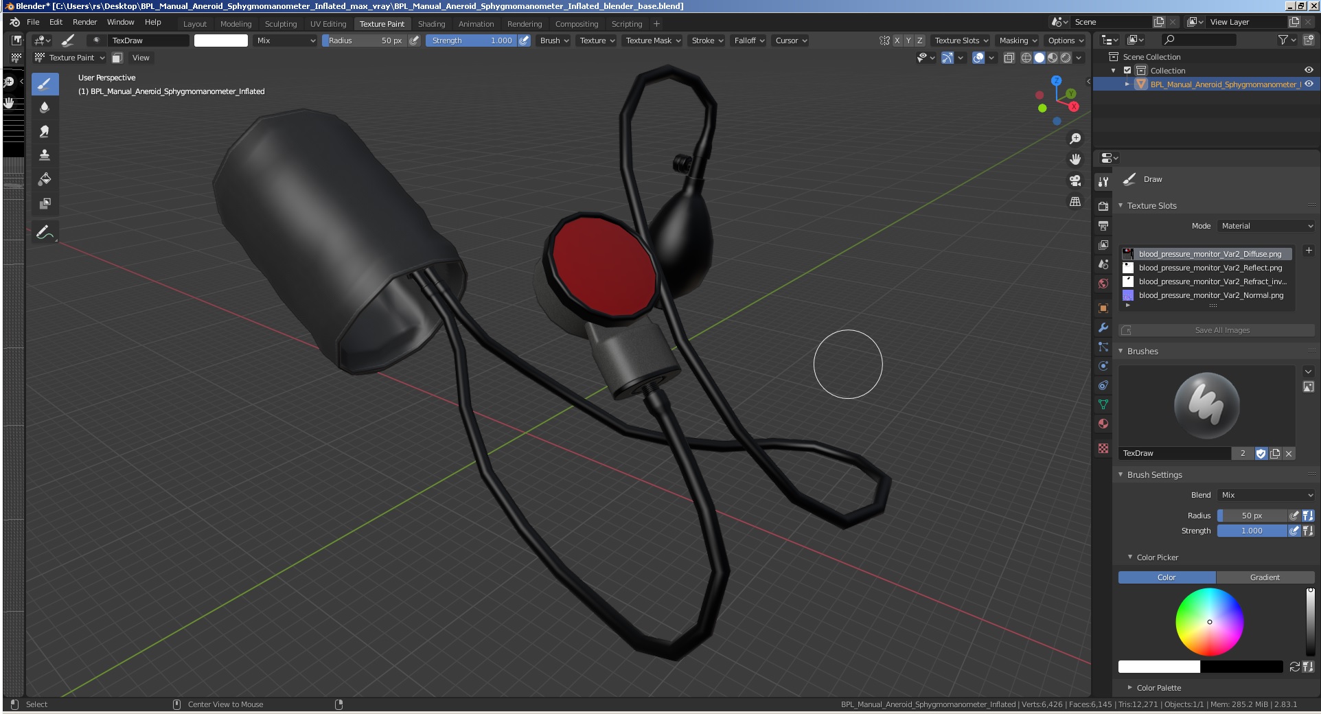 BPL Manual Aneroid Sphygmomanometer Inflated 3D model