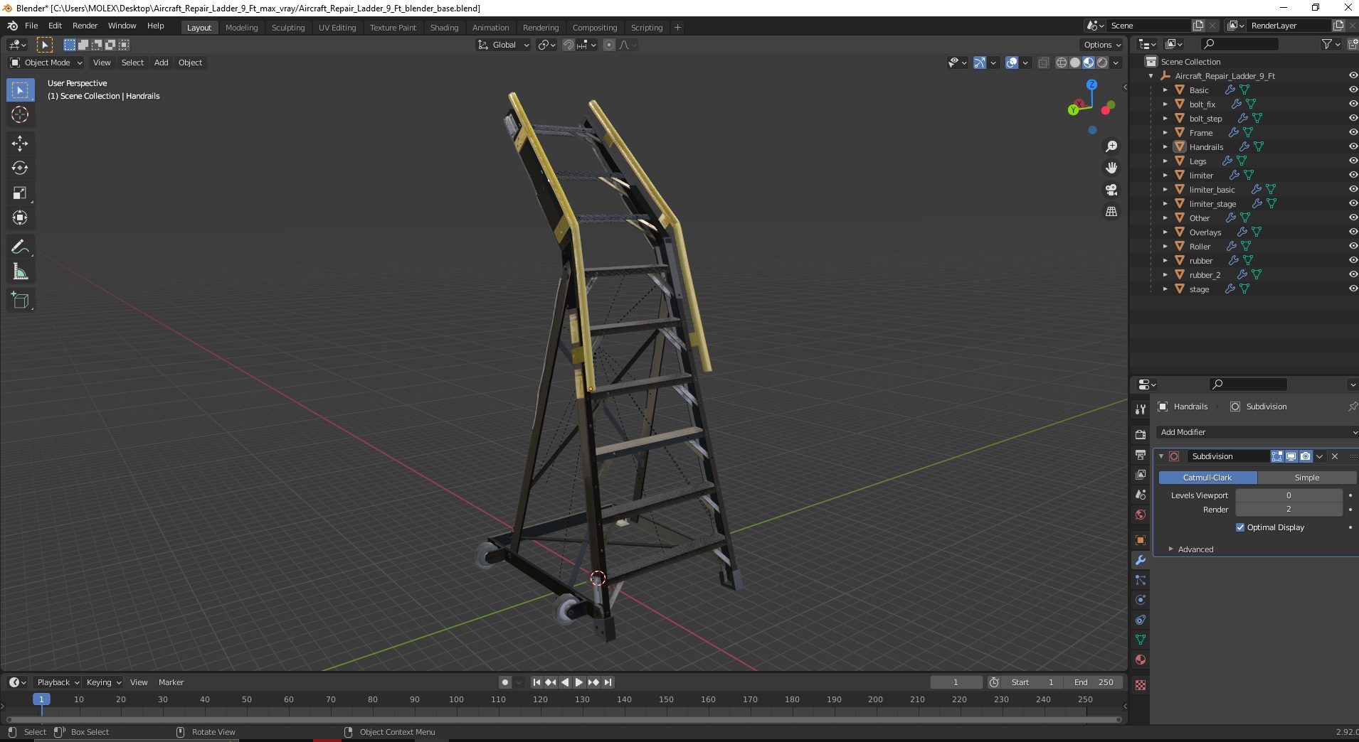 Aircraft Repair Ladder 9 Ft 3D
