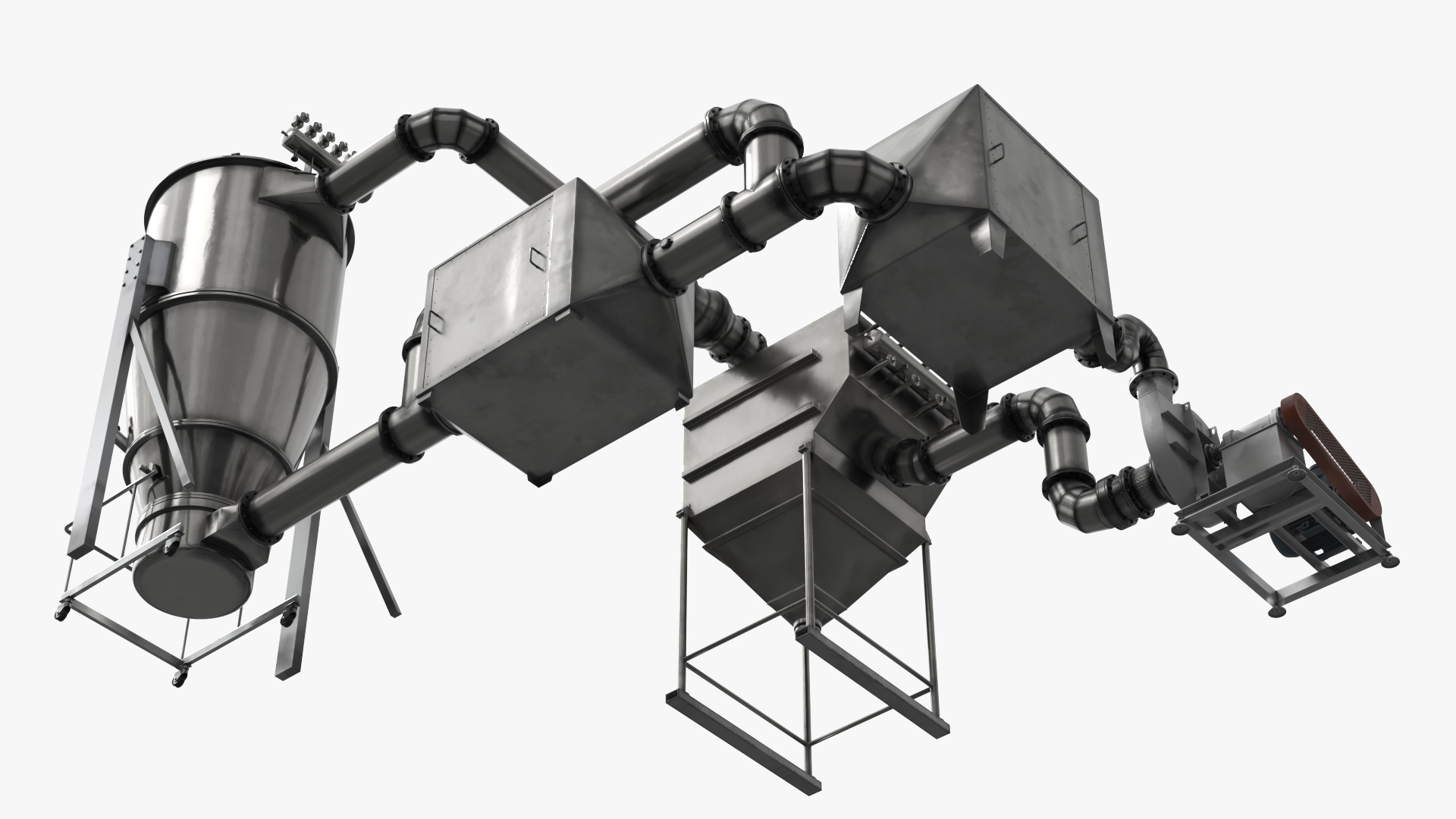 Industrial Fluid Bed Dryer System with Piping, view 5