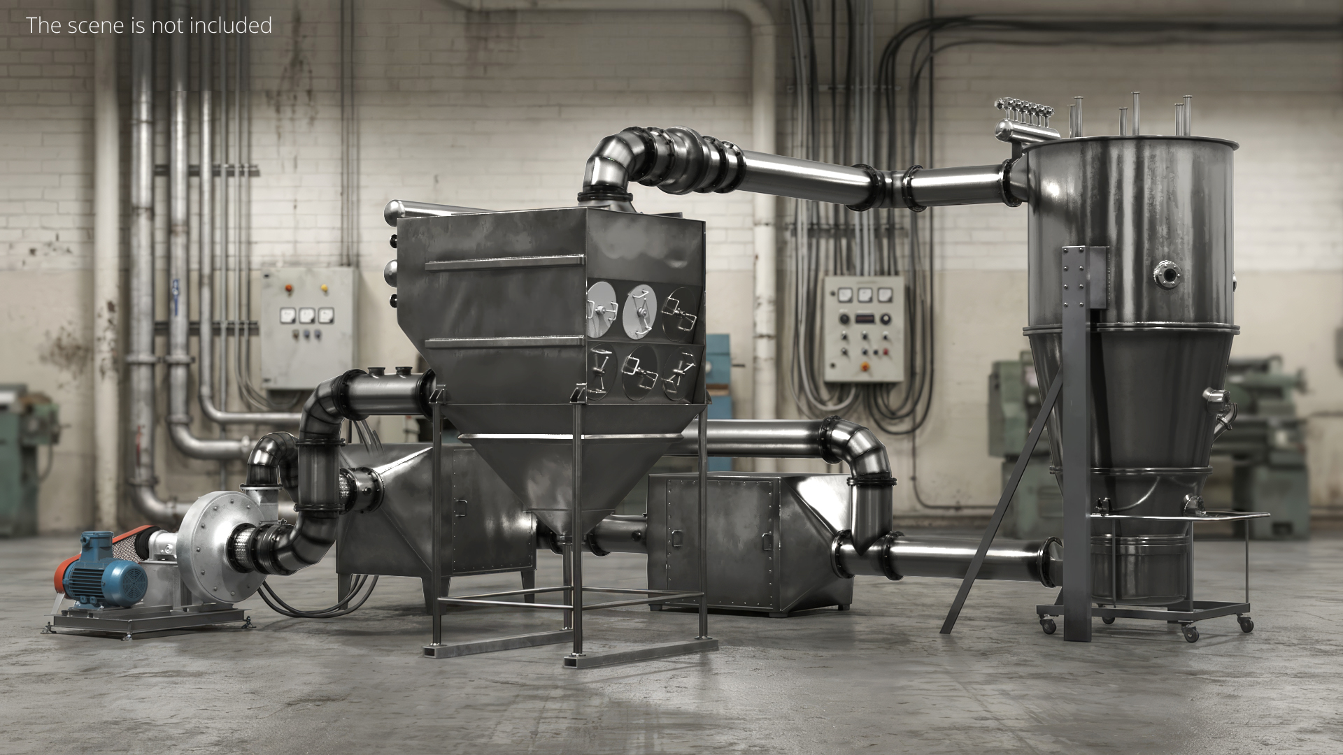 Industrial Fluid Bed Dryer System with Piping, view 2