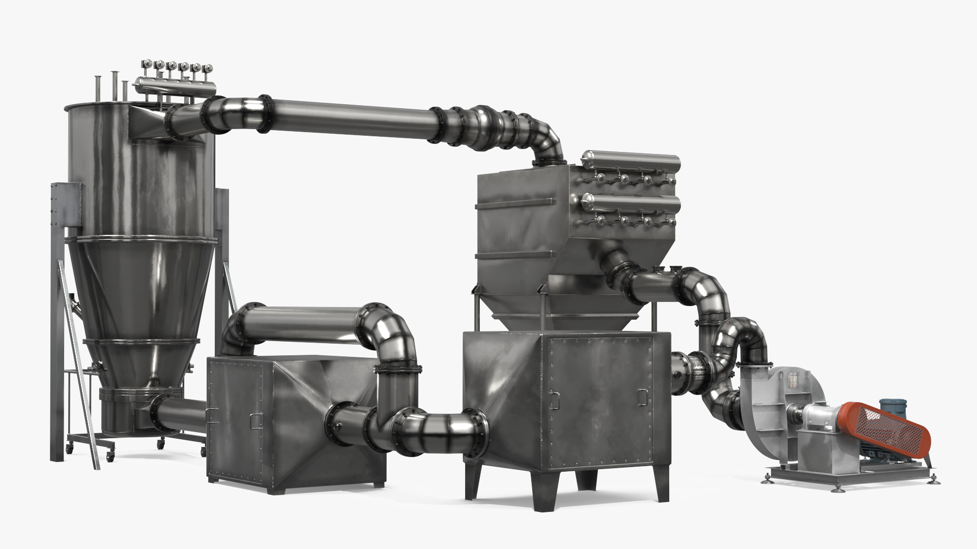 Industrial Fluid Bed Dryer System with Piping