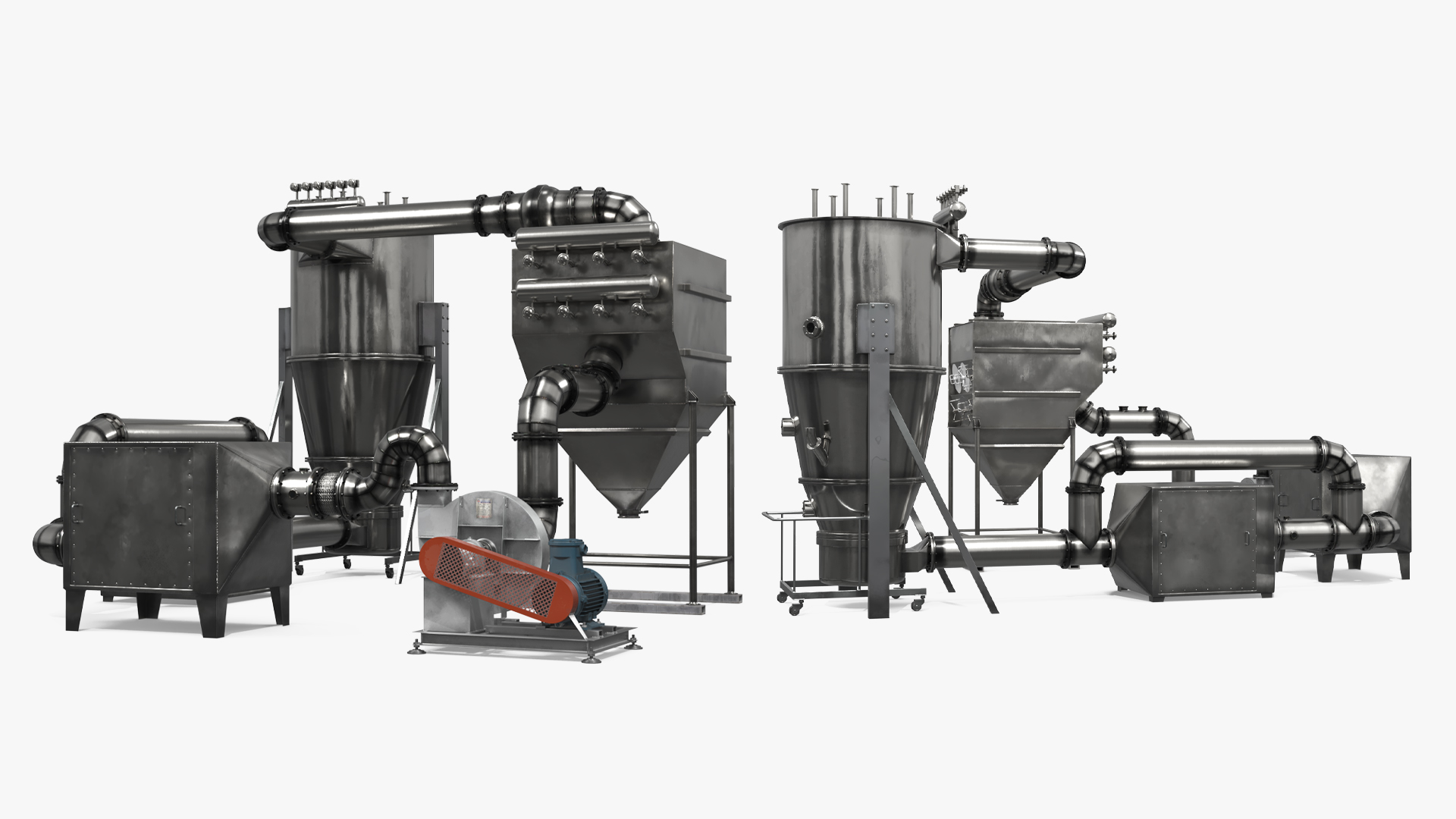 Industrial Fluid Bed Dryer System with Piping, view 3