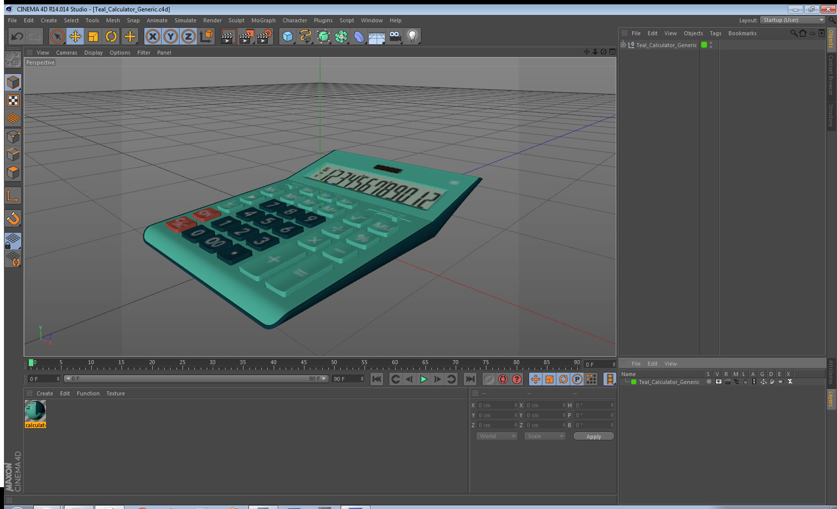 3D Teal Calculator Generic model