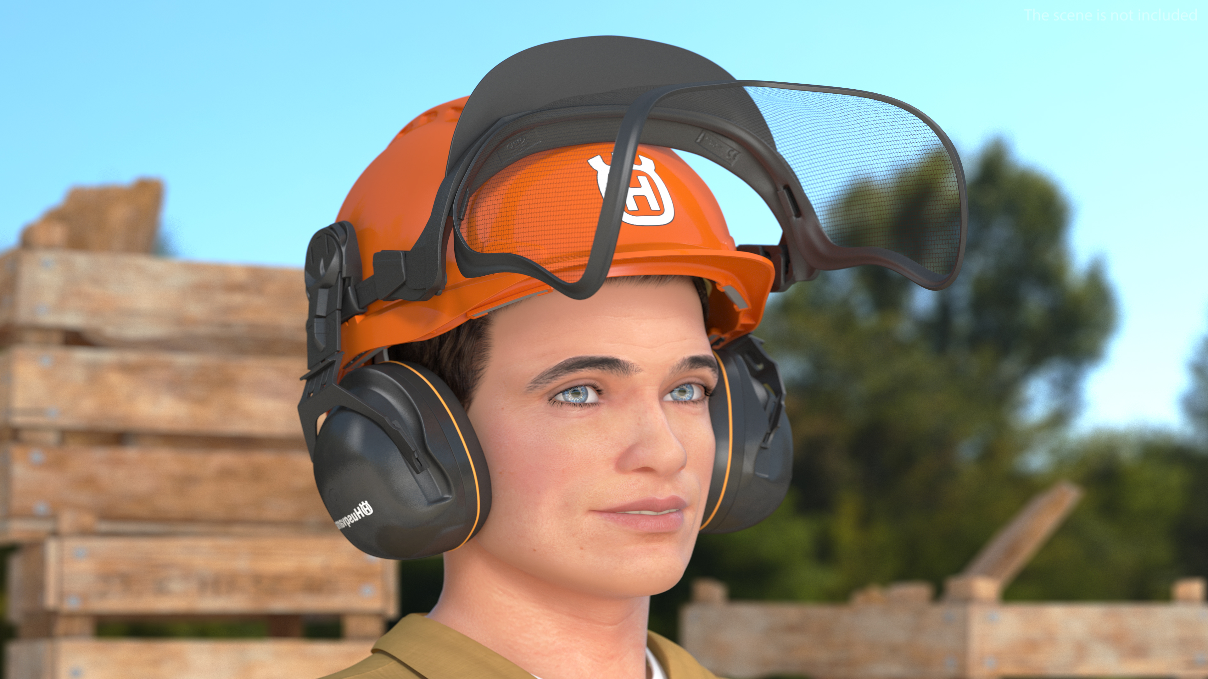 3D Orange Helmet Protect Head Husqvarna Forest model