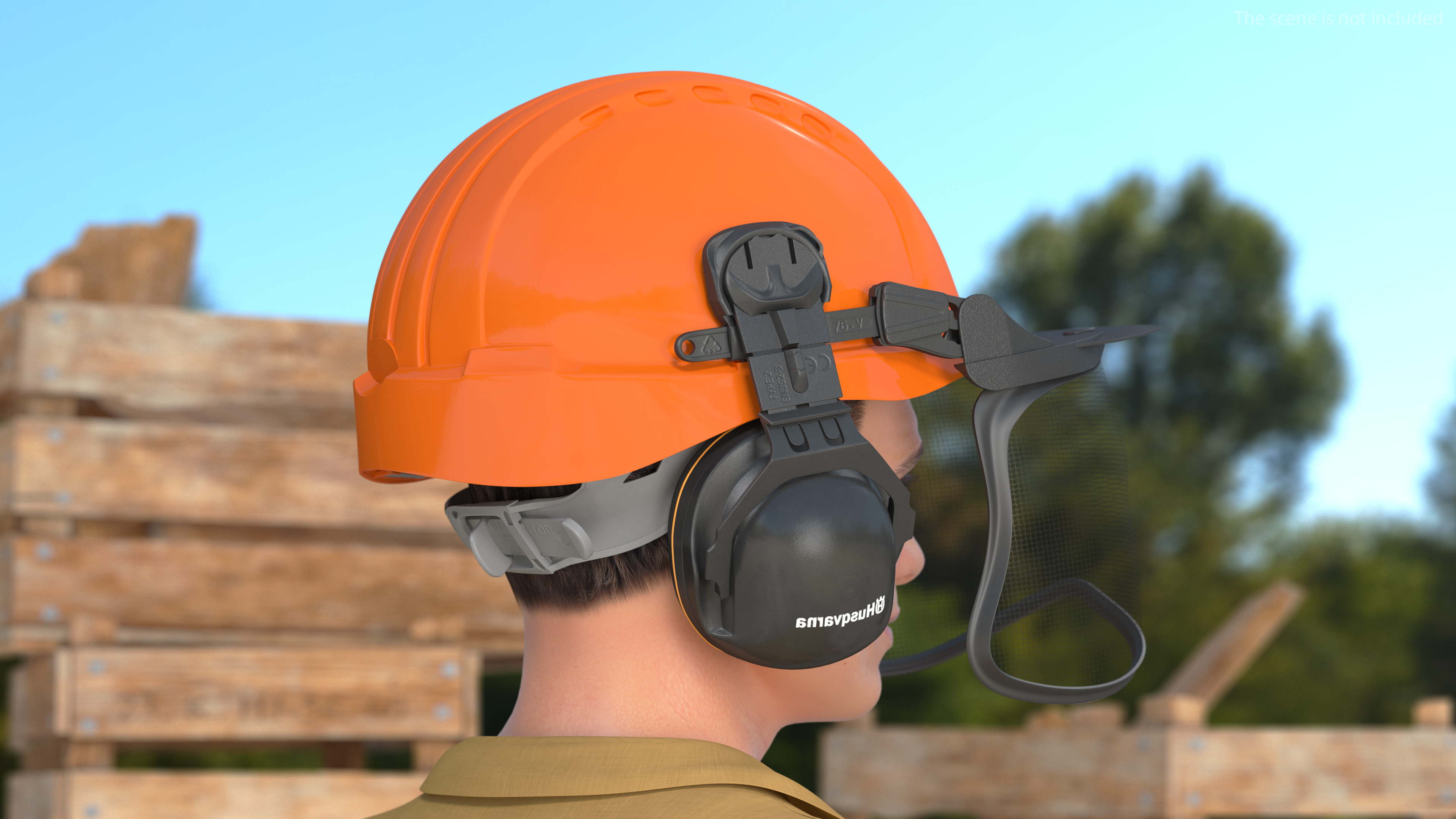 3D Orange Helmet Protect Head Husqvarna Forest model