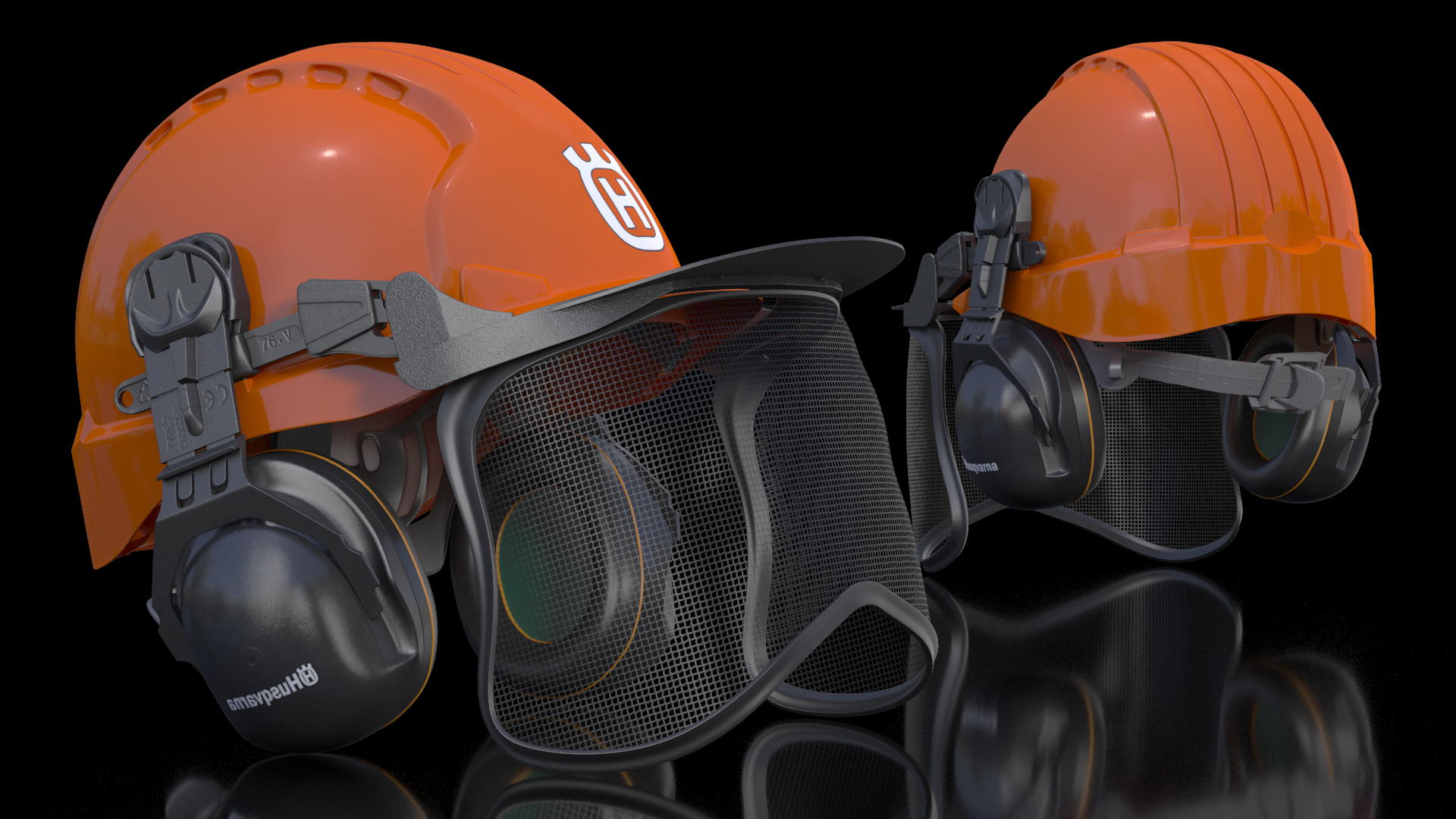 3D Orange Helmet Protect Head Husqvarna Forest model