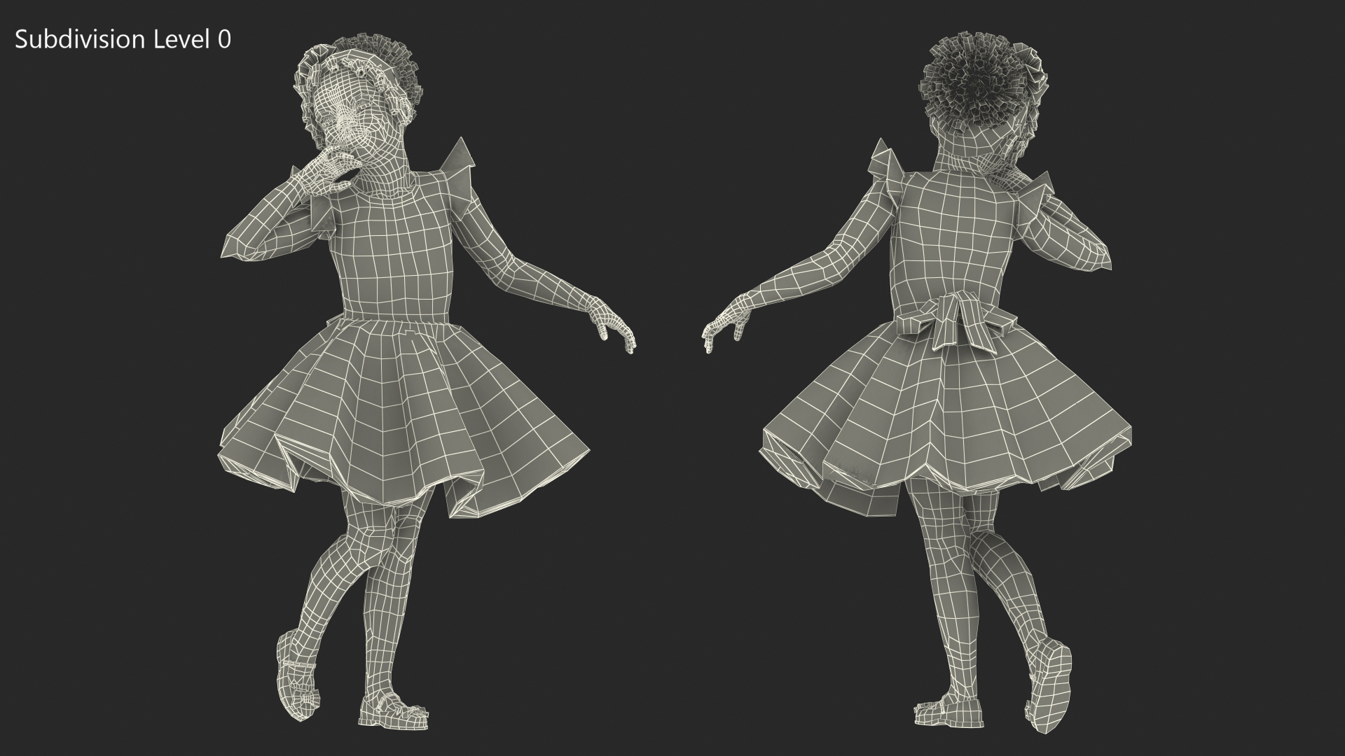 3D Black Child Girl Party Style Pose model