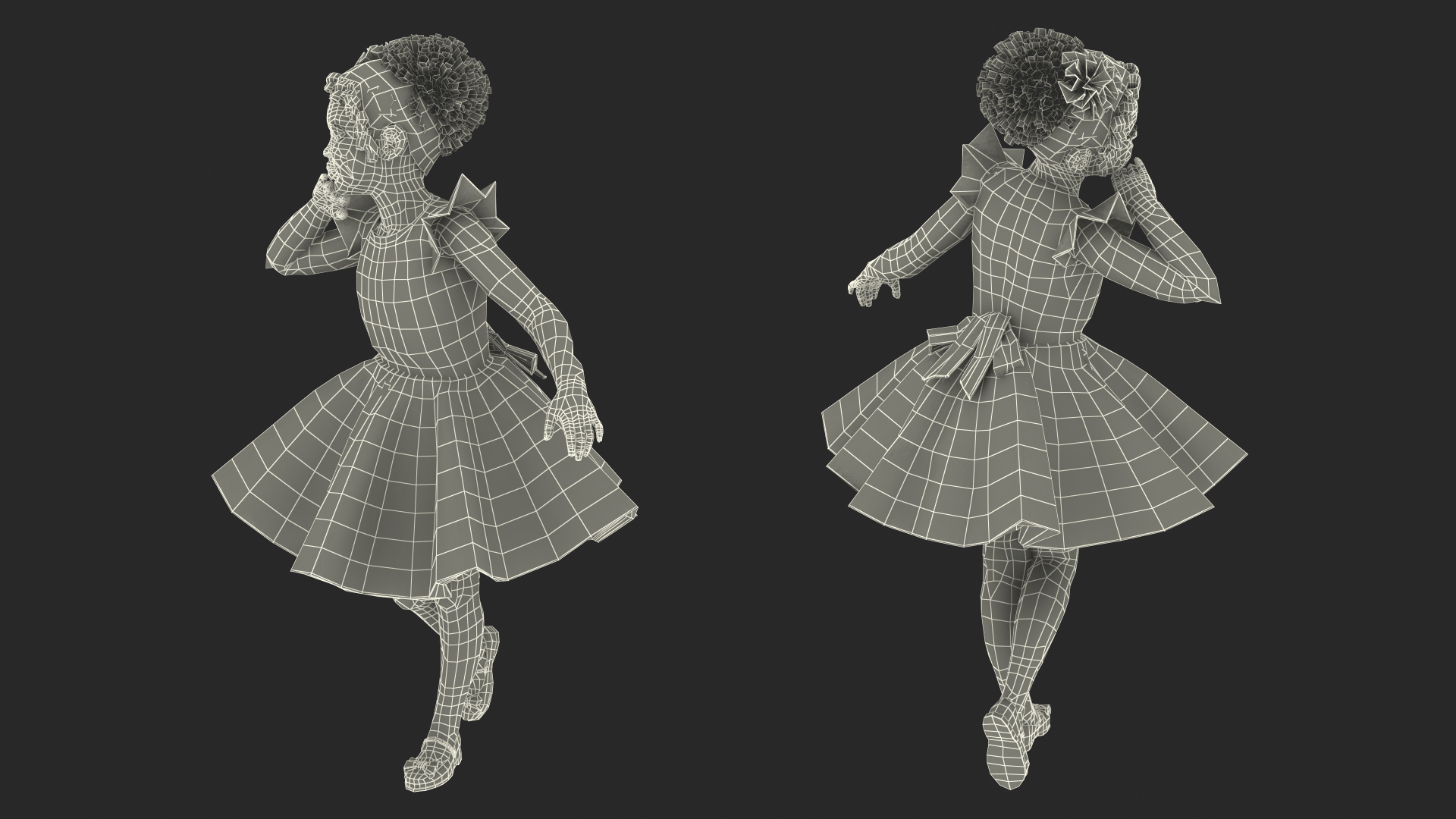 3D Black Child Girl Party Style Pose model