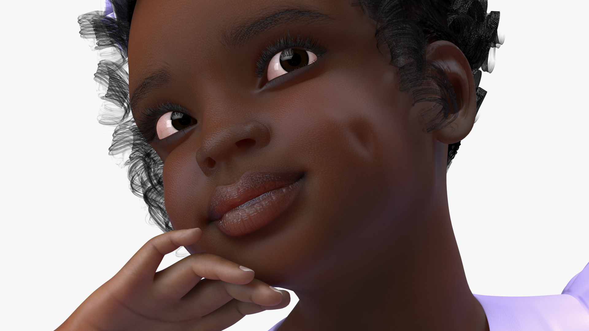 3D Black Child Girl Party Style Pose model