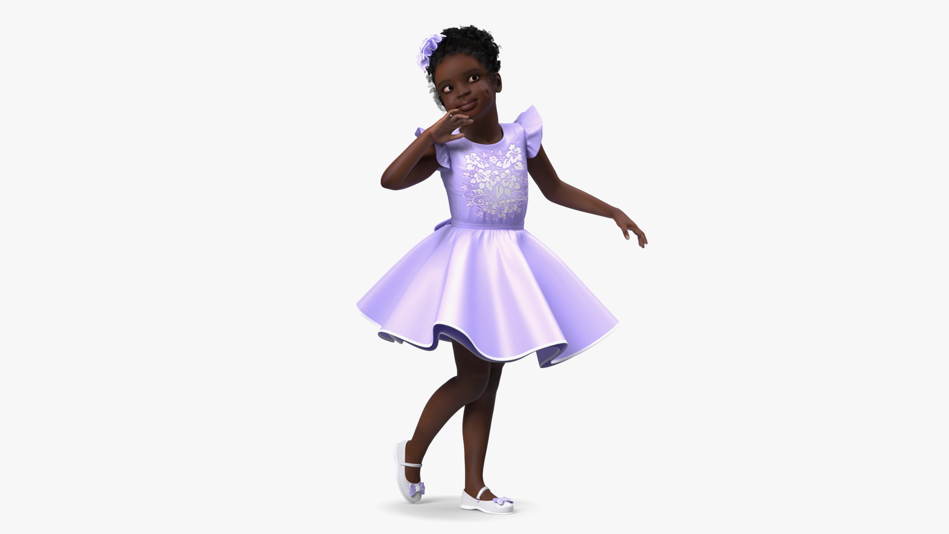 3D Black Child Girl Party Style Pose model