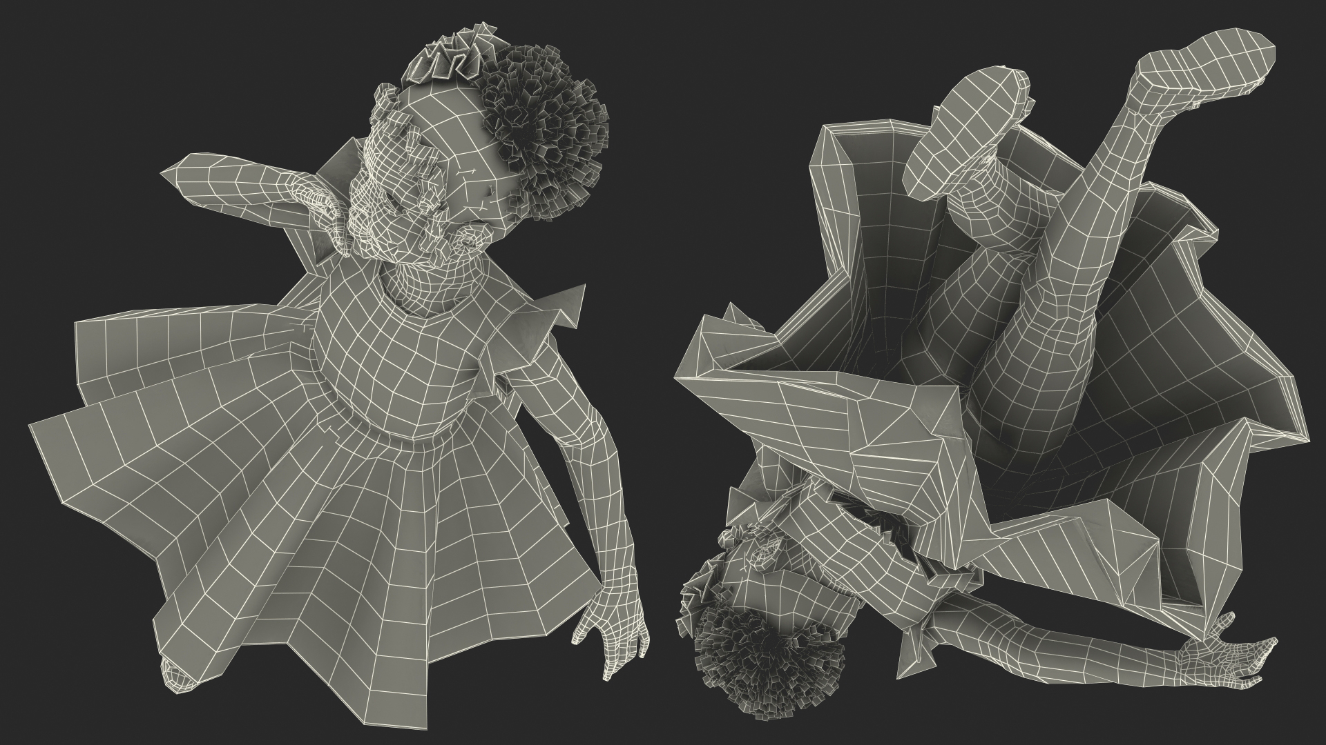 3D Black Child Girl Party Style Pose model