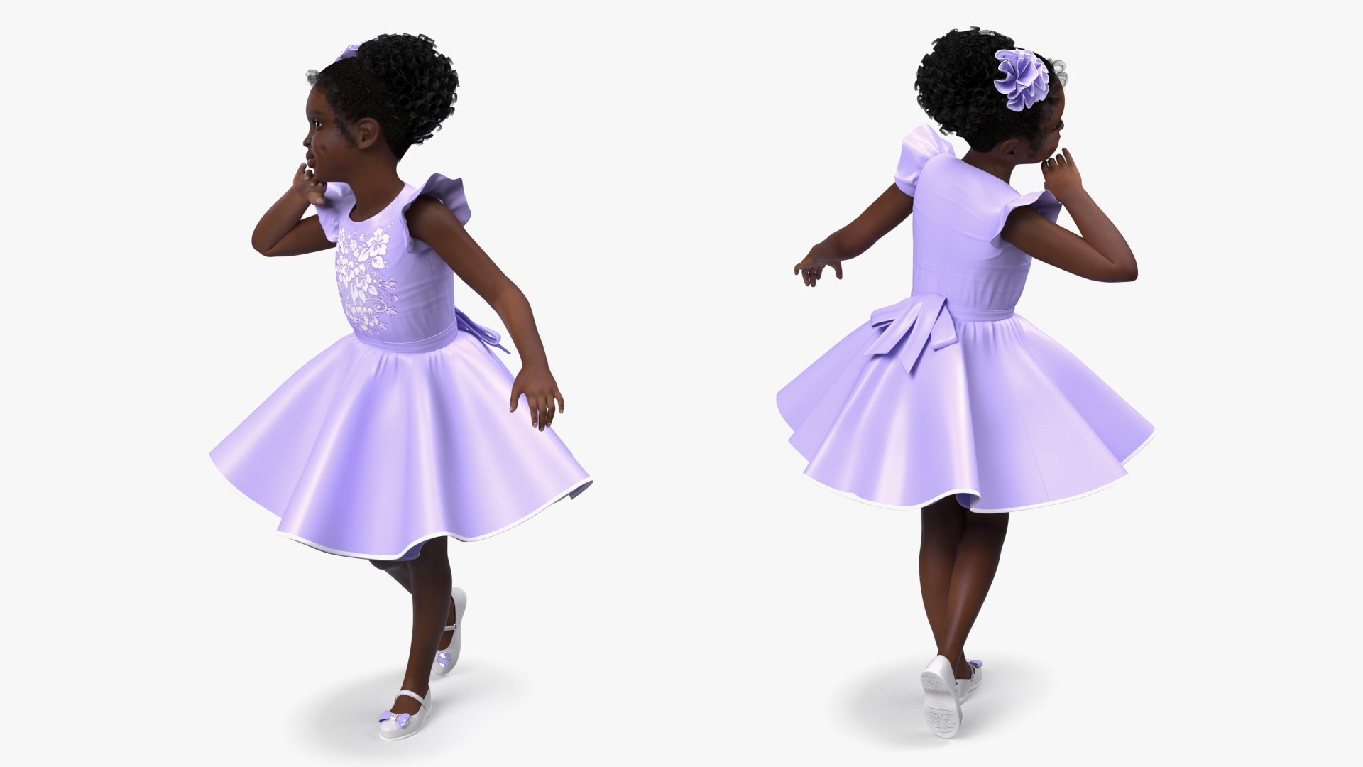 3D Black Child Girl Party Style Pose model