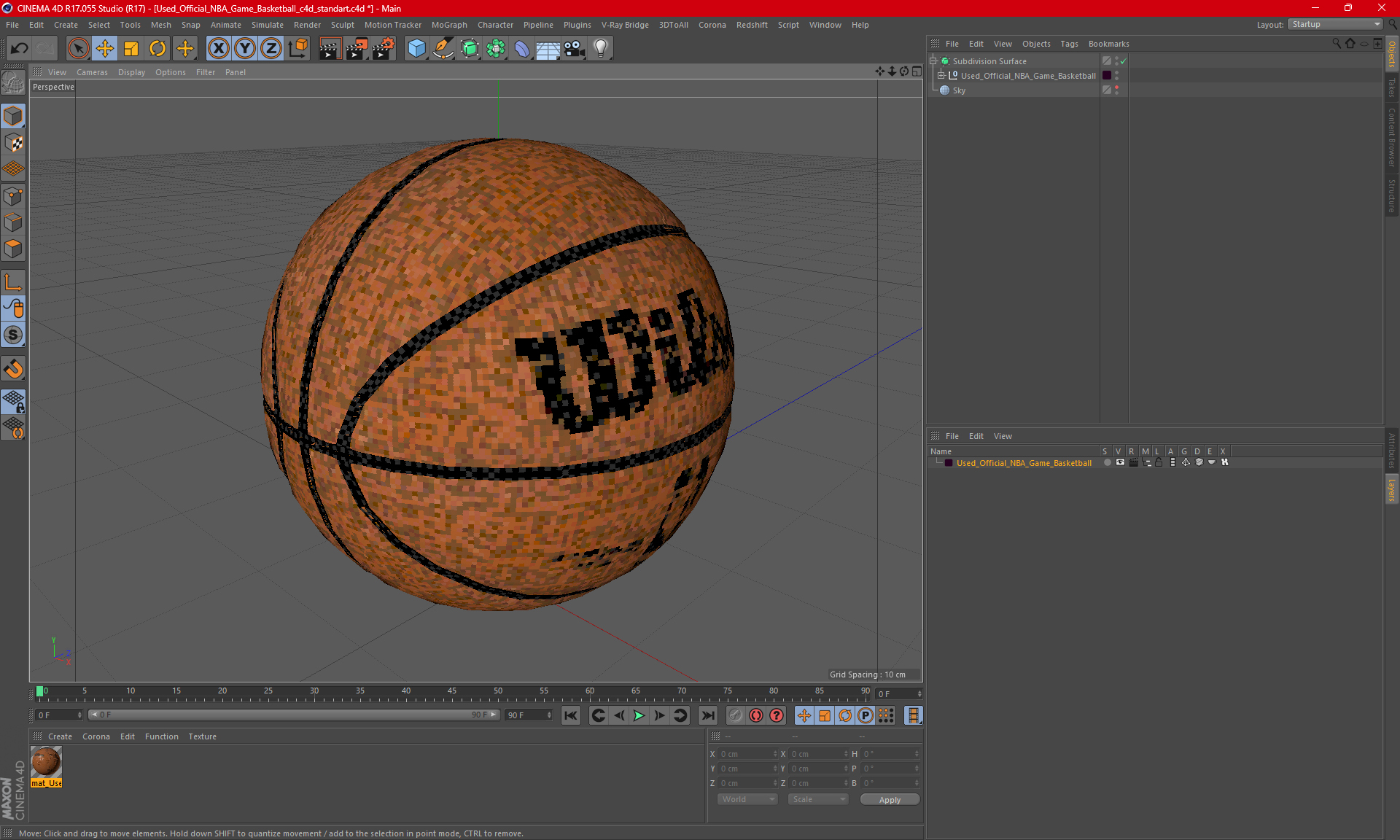3D Used Official NBA Game Basketball model
