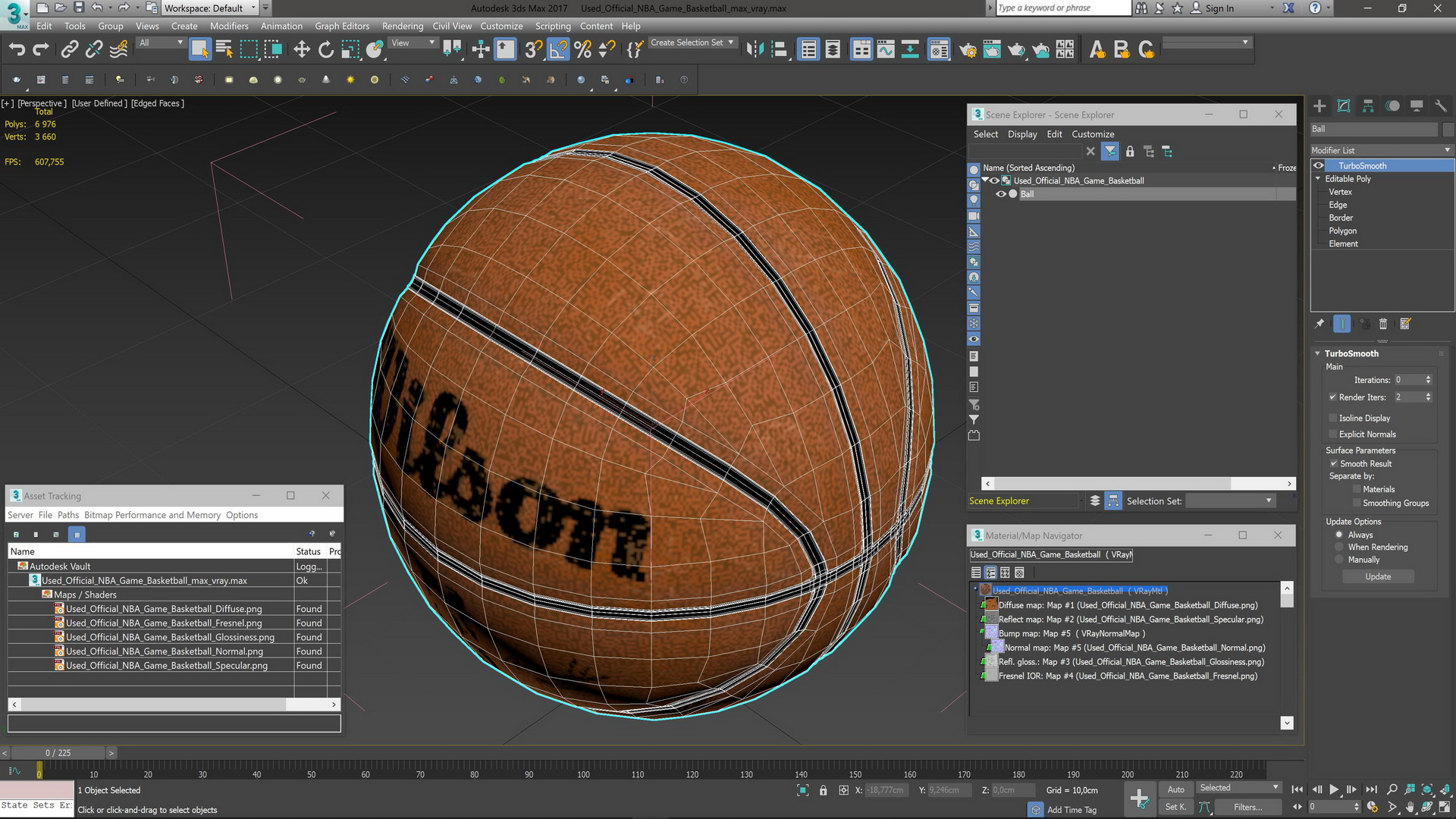 3D Used Official NBA Game Basketball model