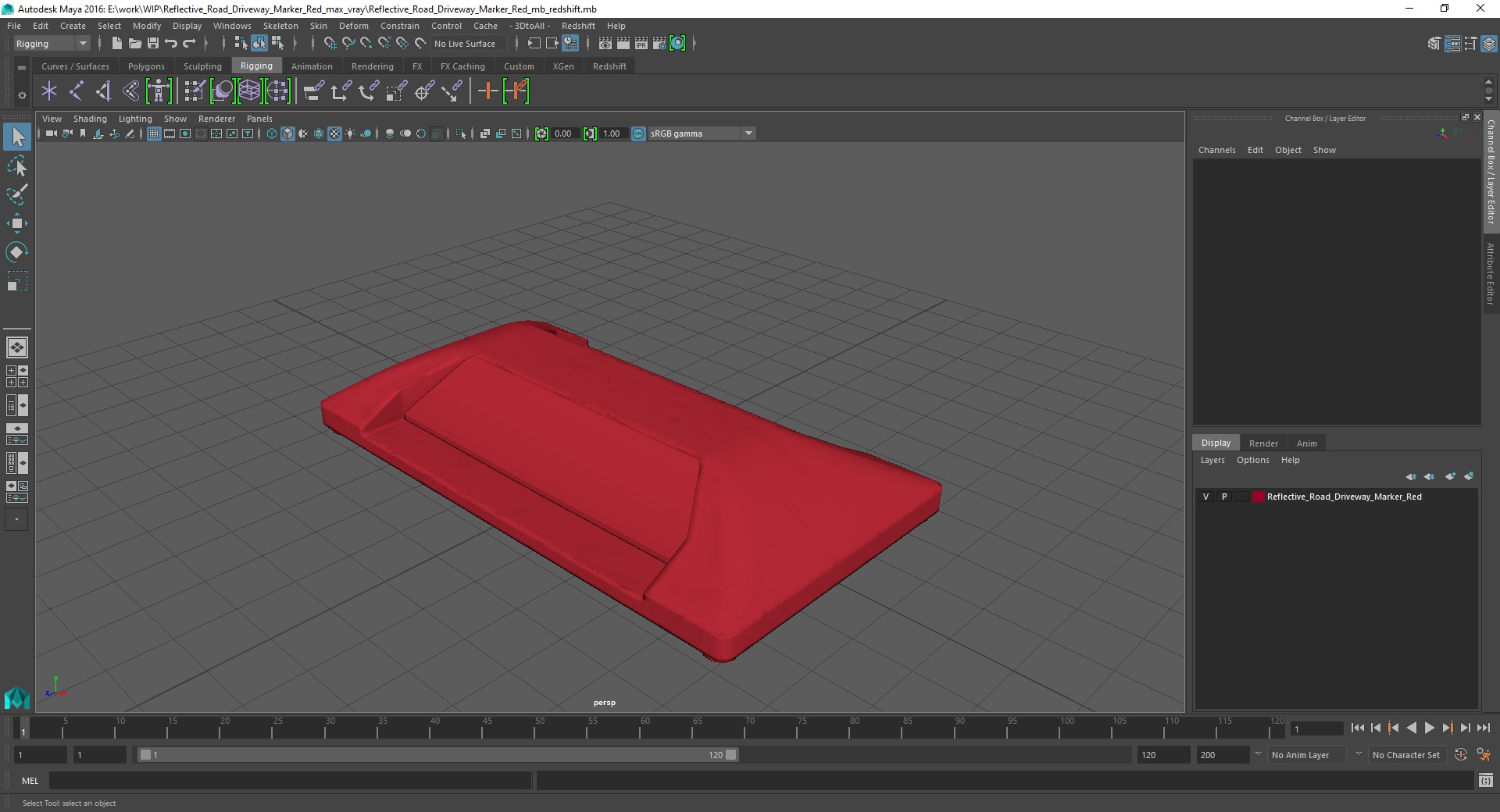3D model Reflective Road Driveway Marker Red