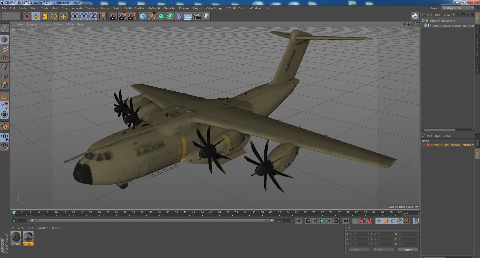 Airbus A400M Military Transport Green 3D
