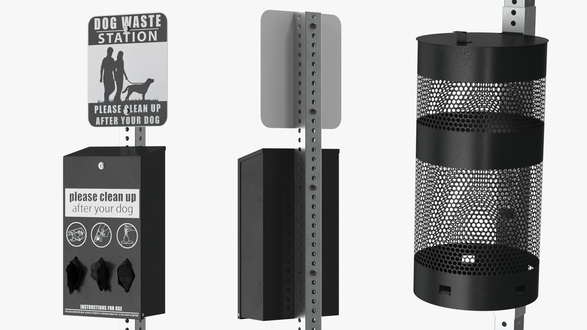 3D Station for Dog Litter with Round Bin Black model