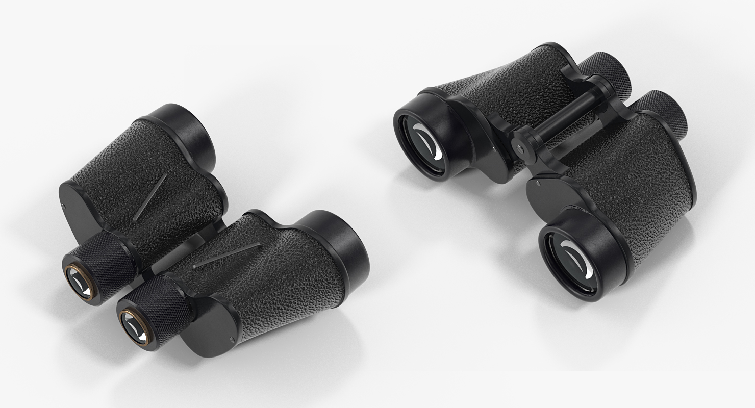 3D Antique Black Military Binoculars model