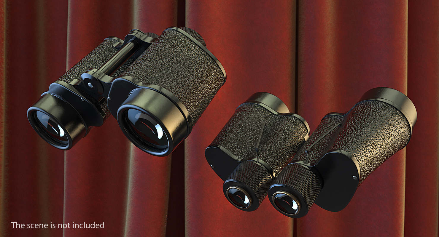 3D Antique Black Military Binoculars model