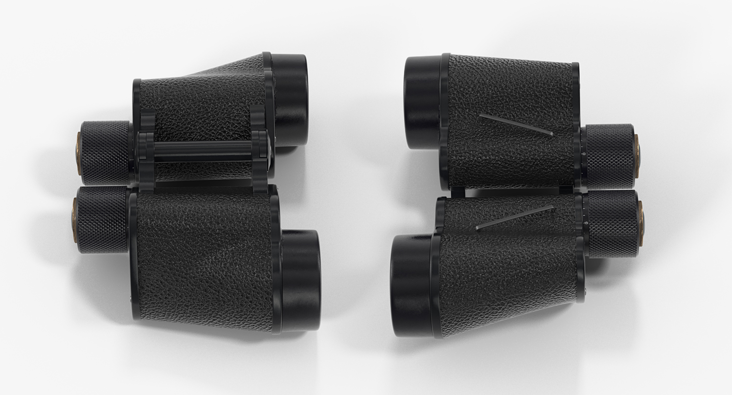 3D Antique Black Military Binoculars model