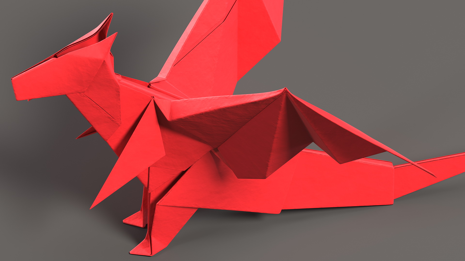 Origami Paper Red Dragon 3D model