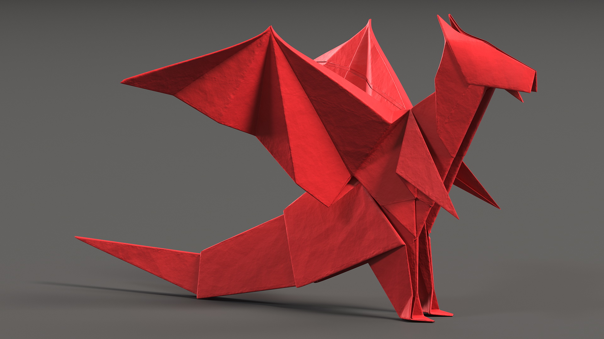 Origami Paper Red Dragon 3D model