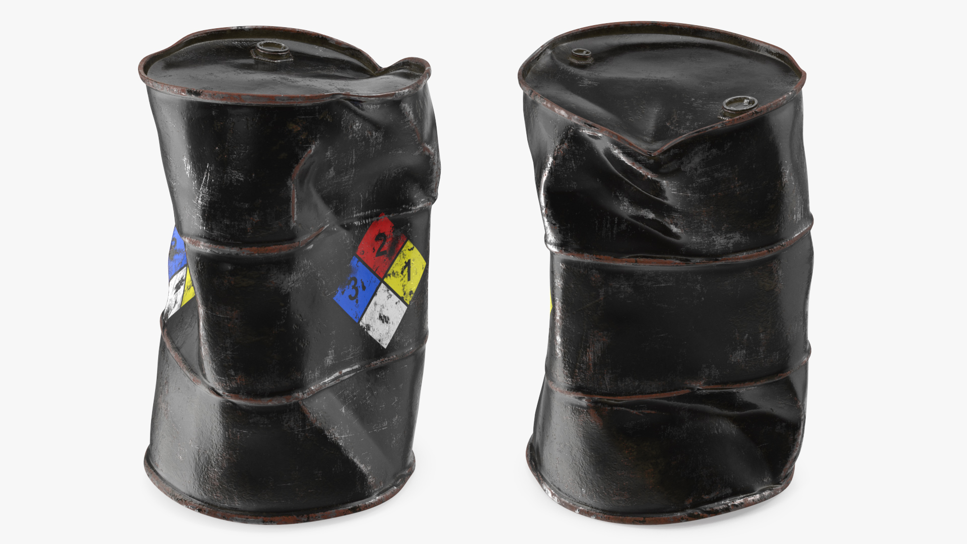 Damaged Chemical Barrel NFPA 704 3D