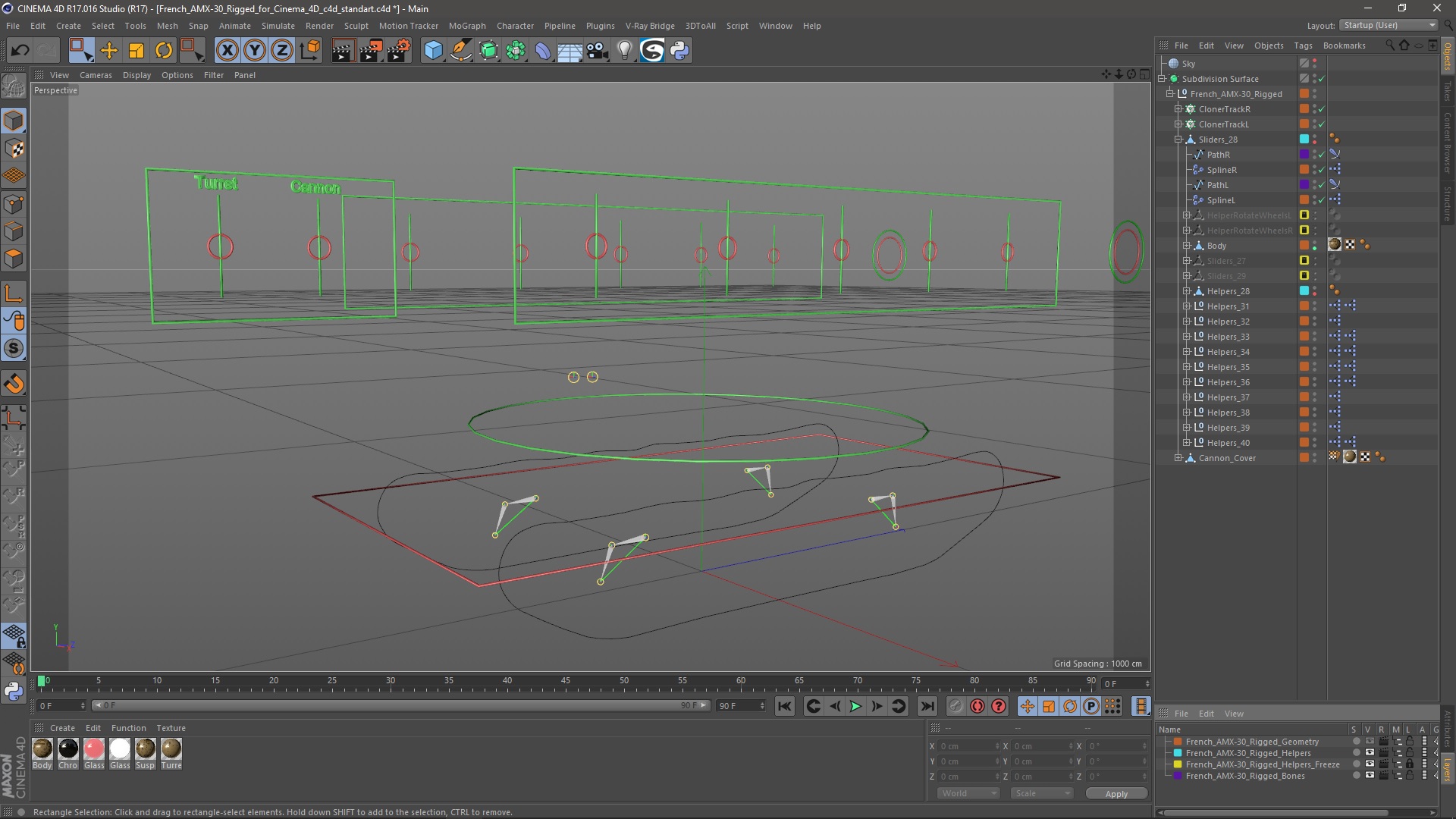 French AMX-30 Rigged for Cinema 4D 3D model