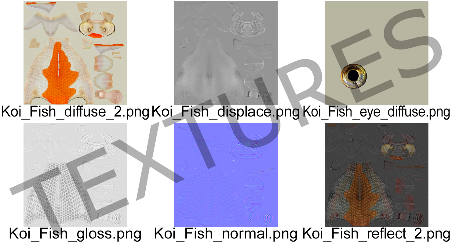 3D model Harivake Koi Fish Swiming Pose