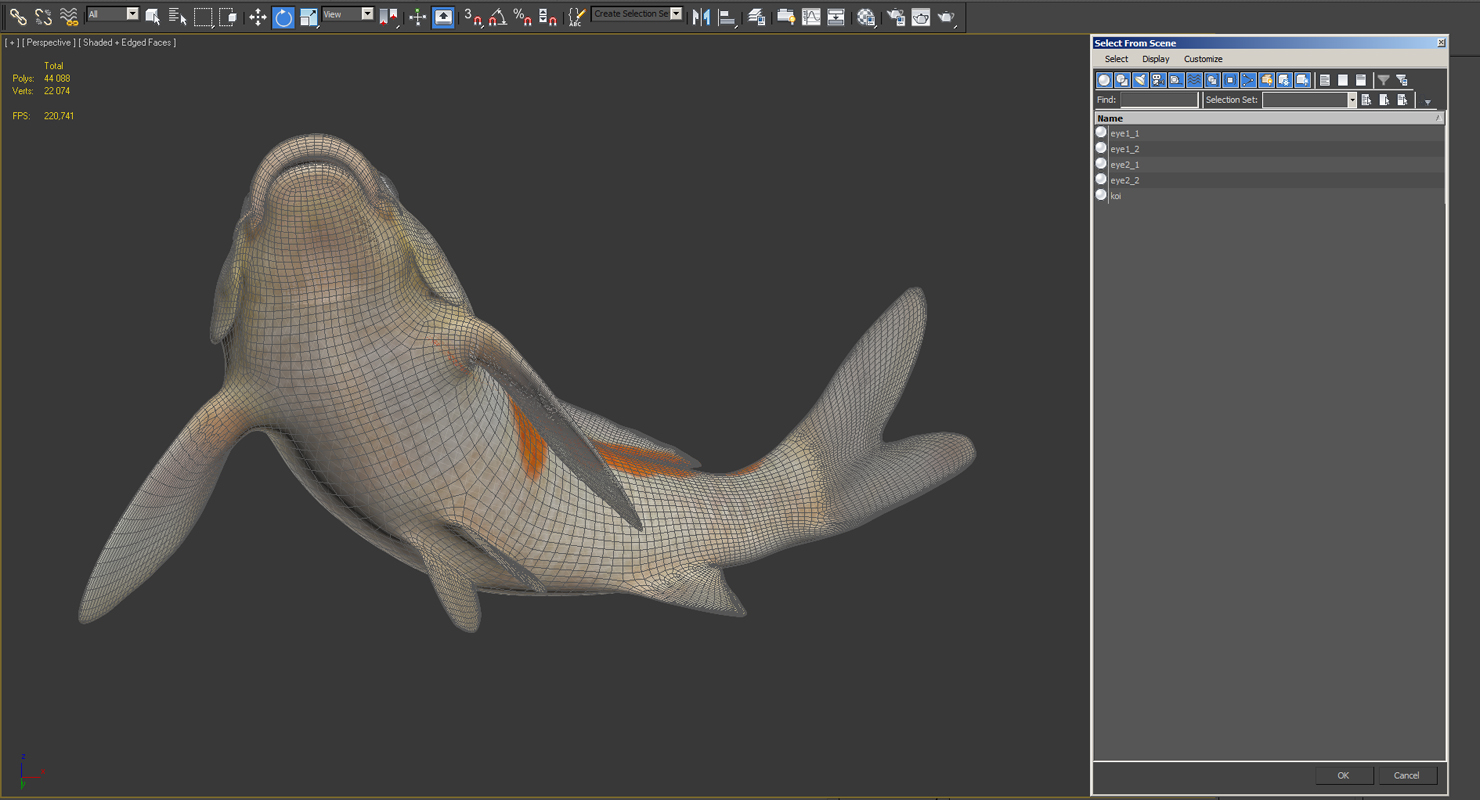 3D model Harivake Koi Fish Swiming Pose
