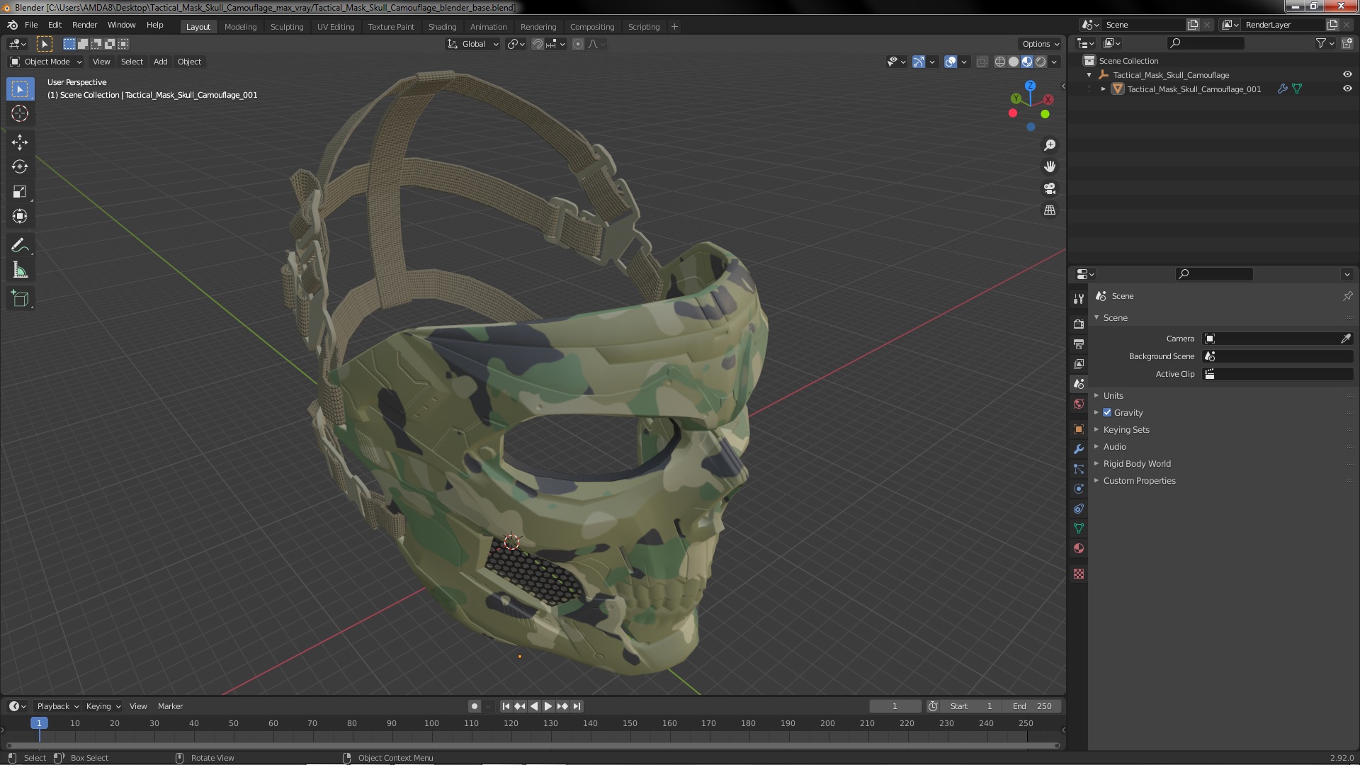 3D model Tactical Mask Skull Camouflage