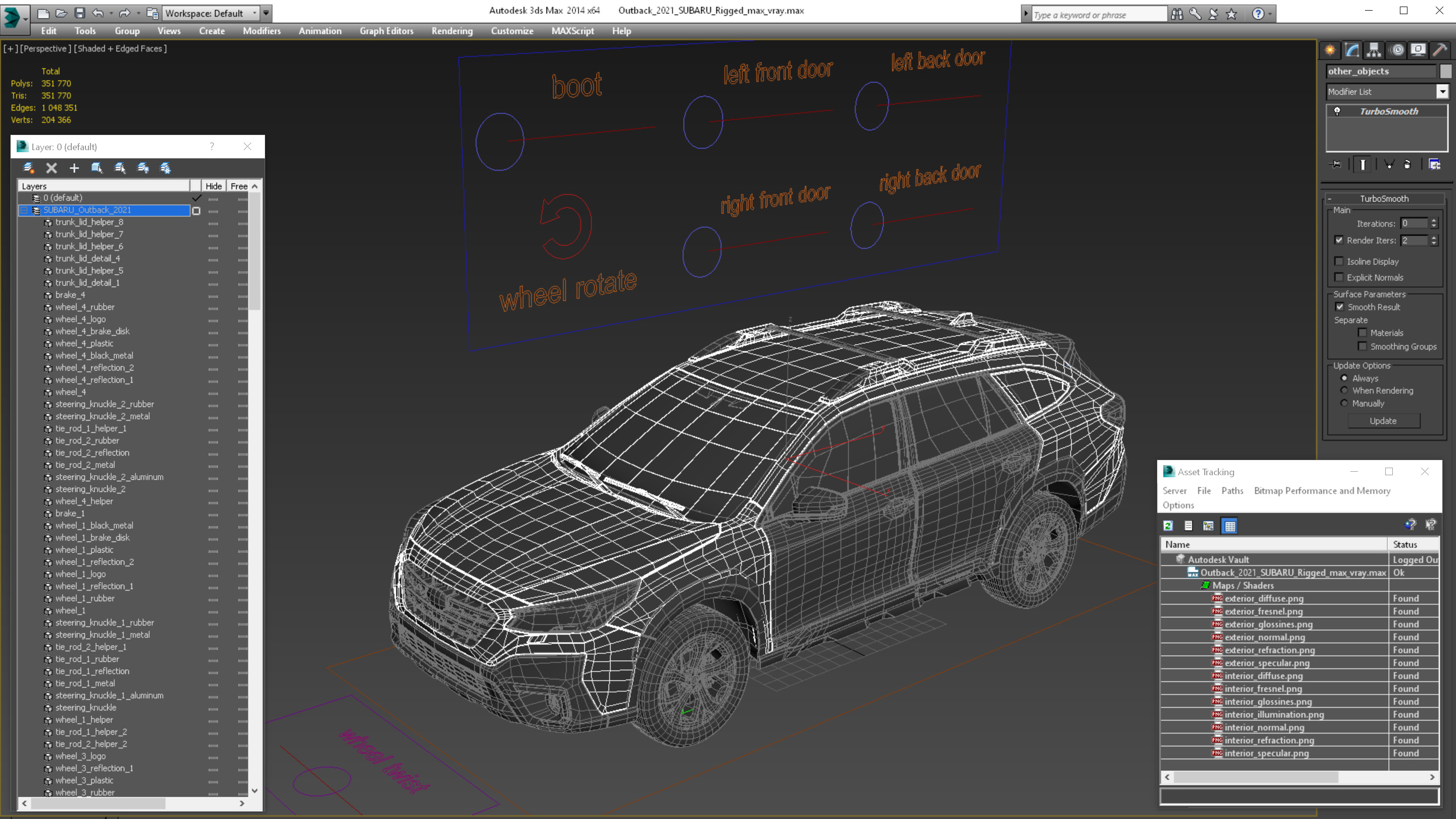3D model Outback 2021 SUBARU Rigged for Maya