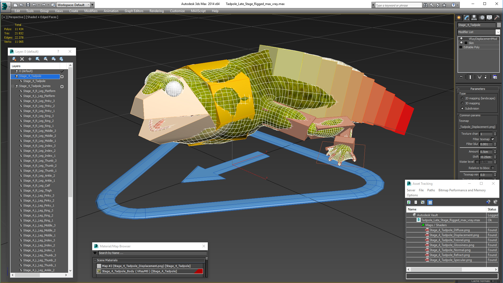 3D model Tadpole Late Stage Rigged