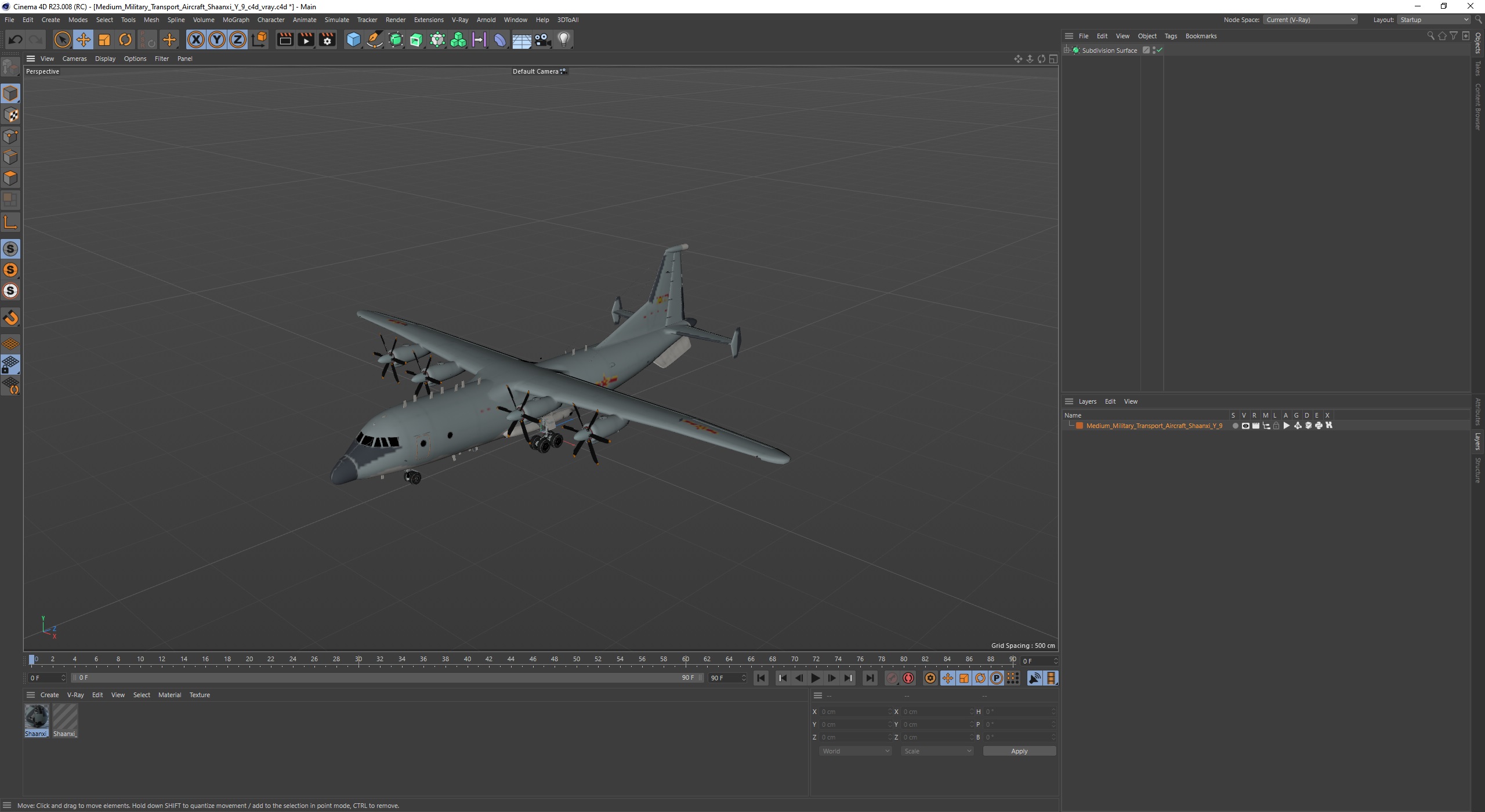 3D Medium Military Transport Aircraft Shaanxi Y 9