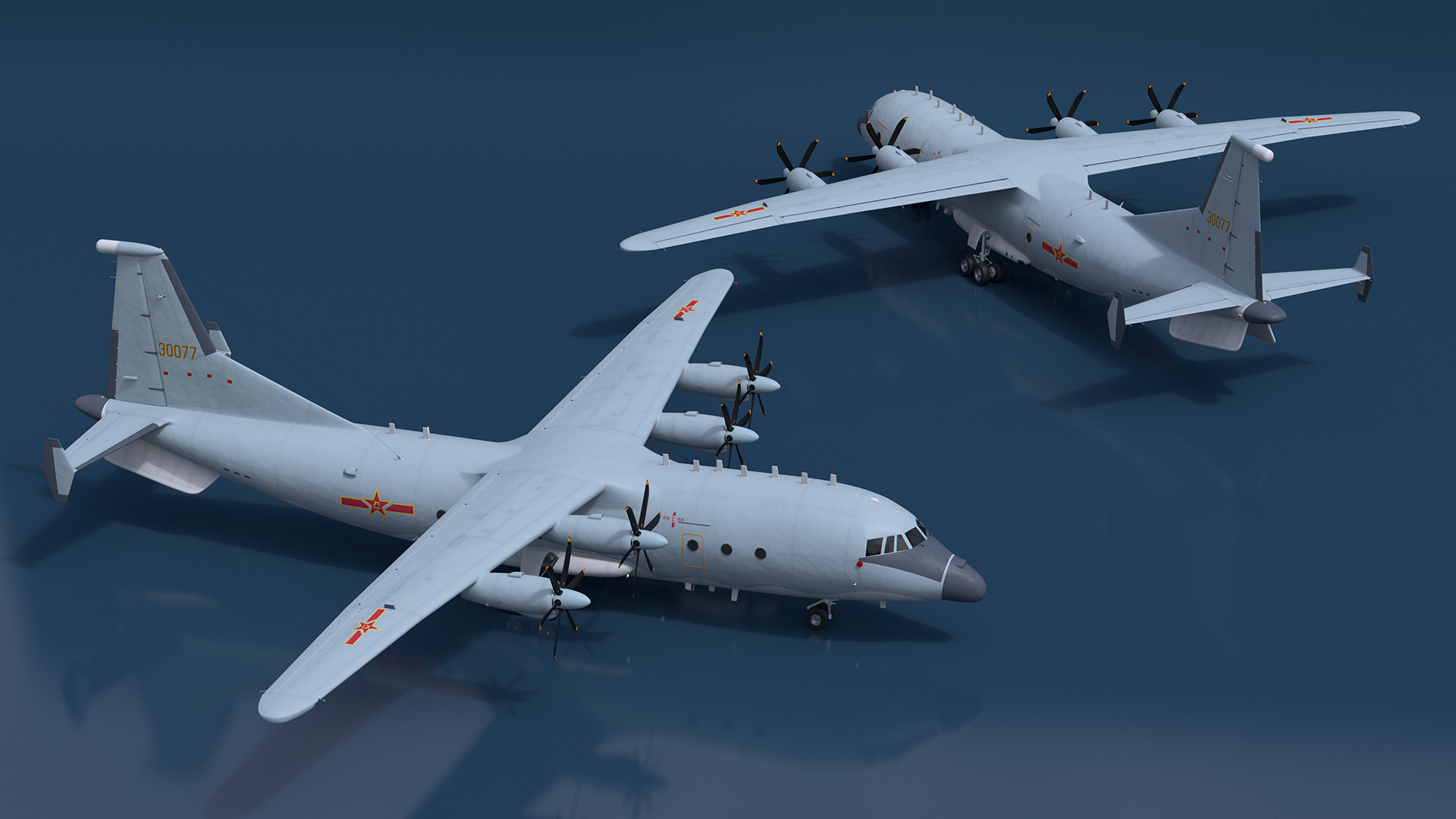 3D Medium Military Transport Aircraft Shaanxi Y 9