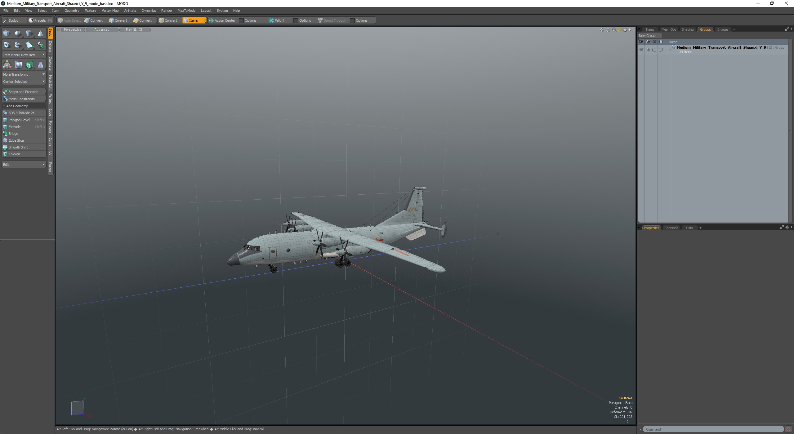 3D Medium Military Transport Aircraft Shaanxi Y 9