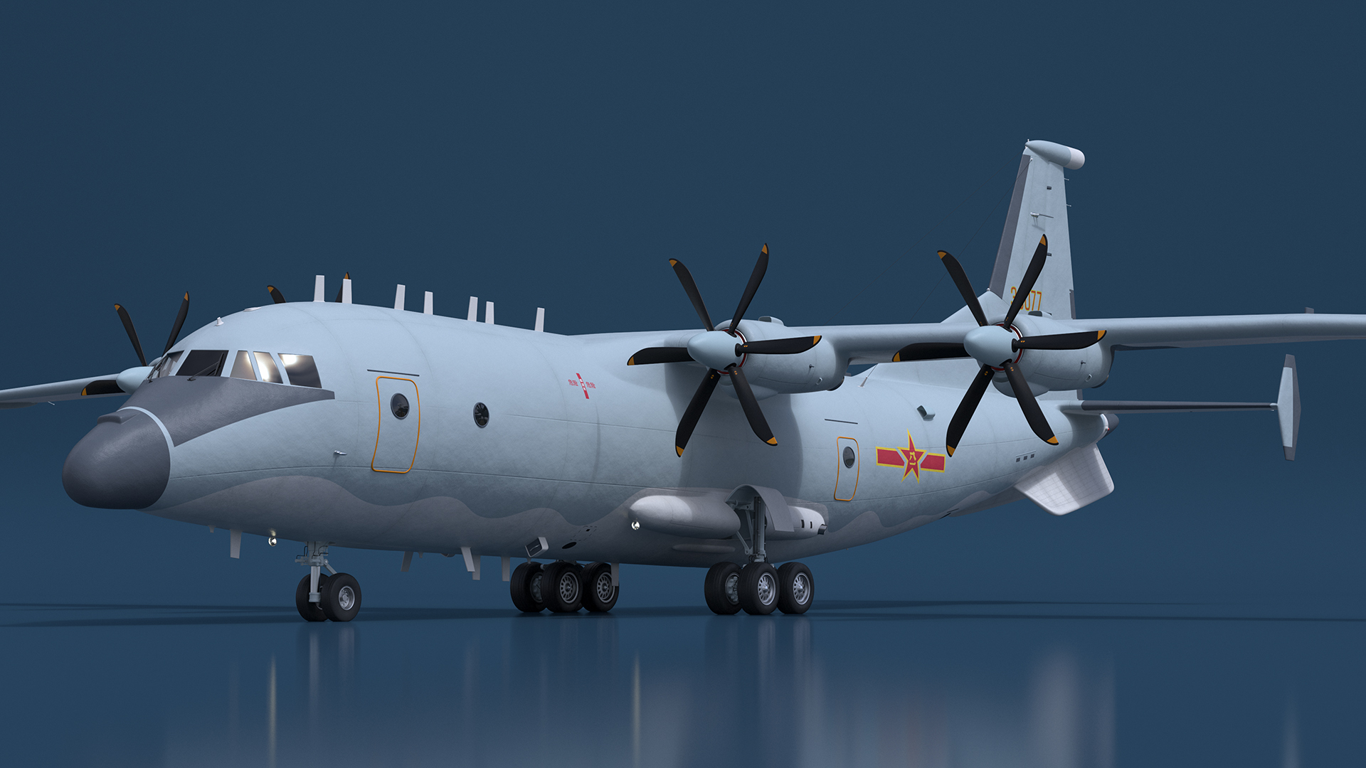 3D Medium Military Transport Aircraft Shaanxi Y 9