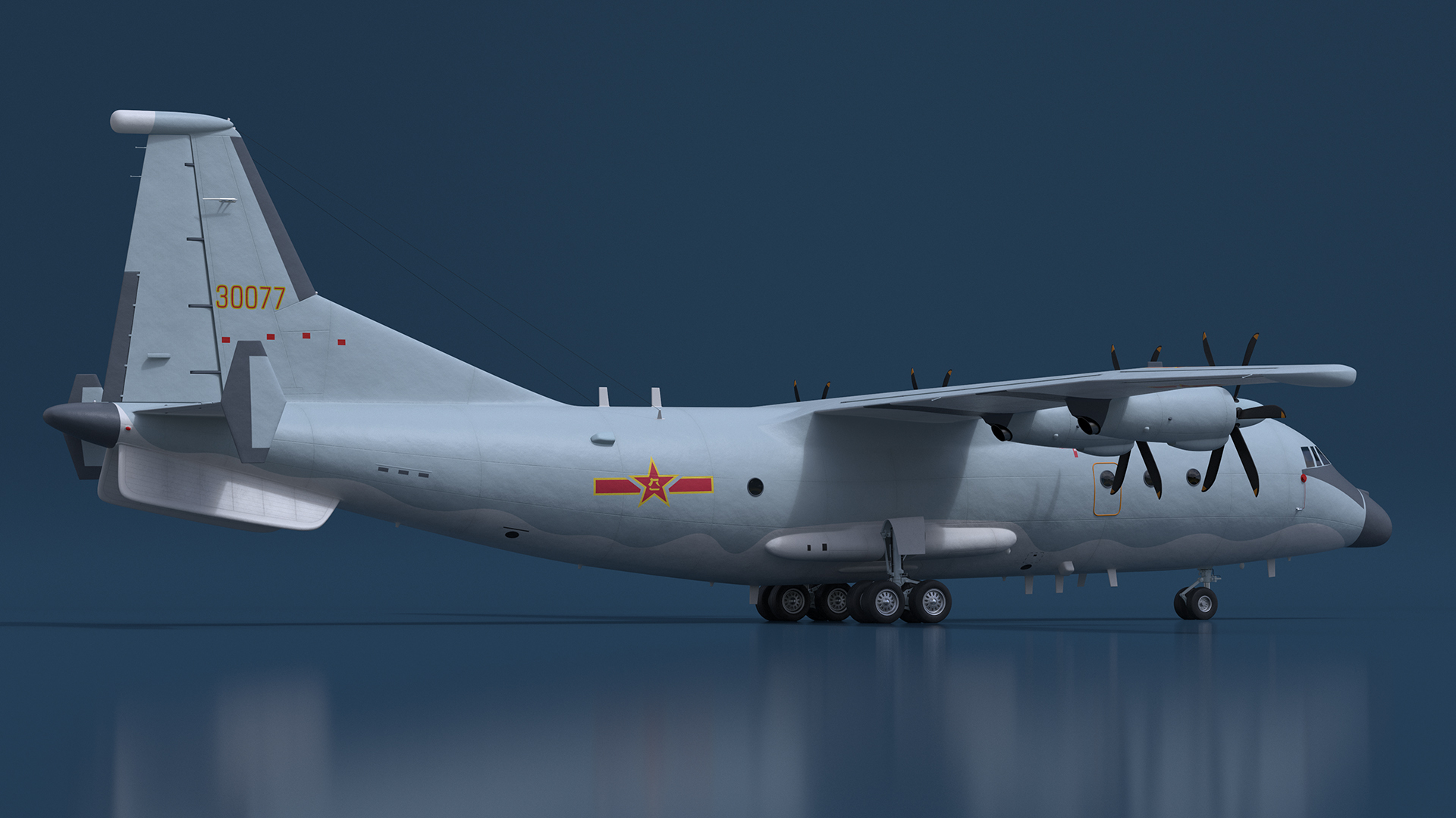 3D Medium Military Transport Aircraft Shaanxi Y 9