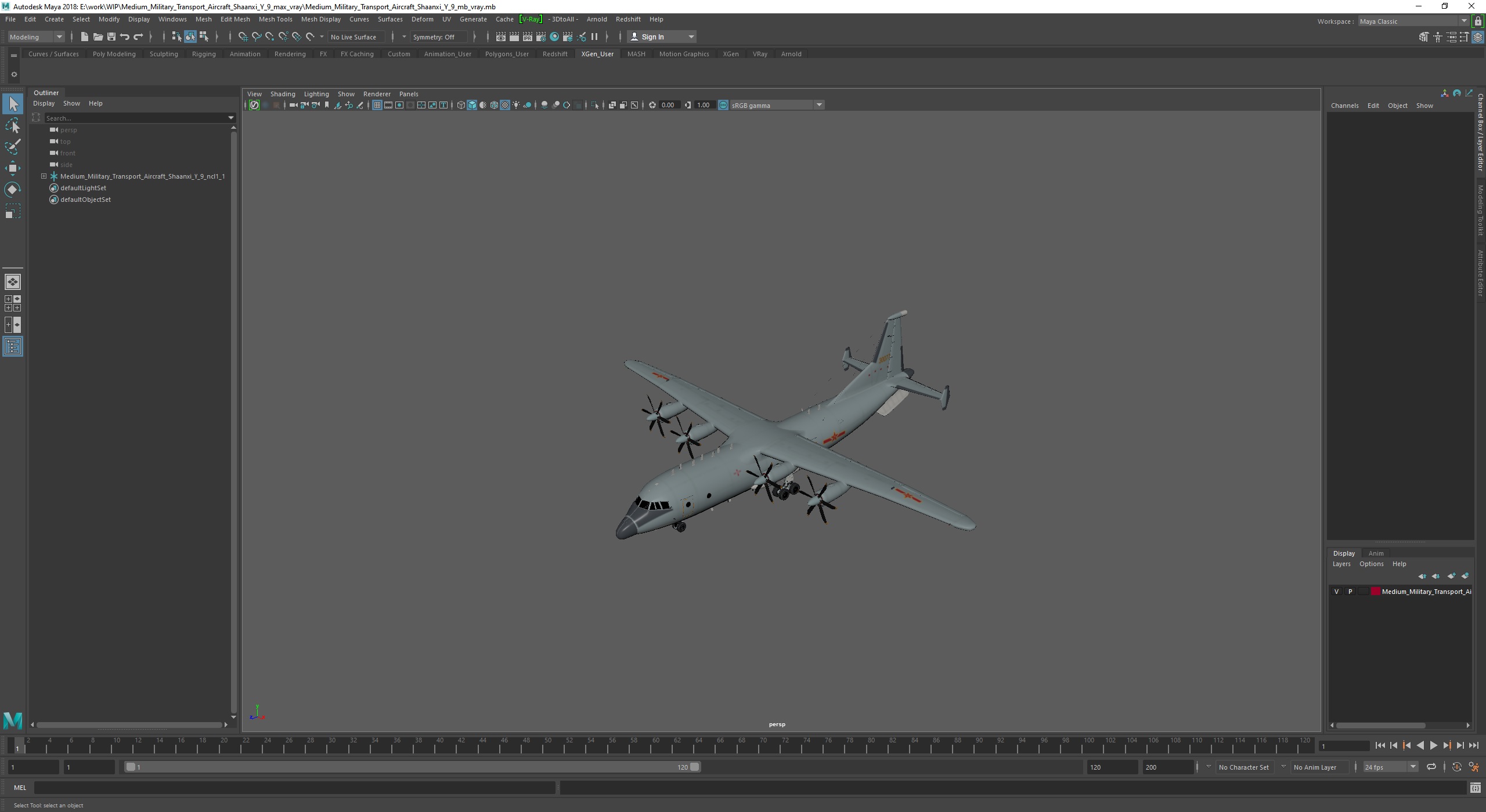 3D Medium Military Transport Aircraft Shaanxi Y 9