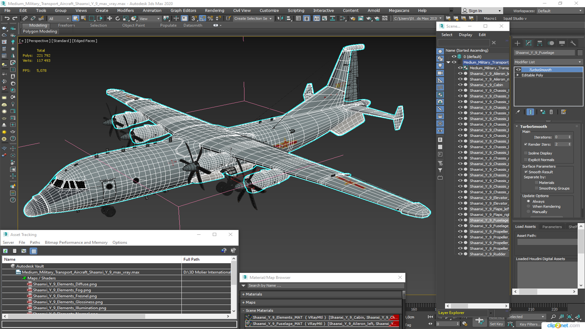 3D Medium Military Transport Aircraft Shaanxi Y 9