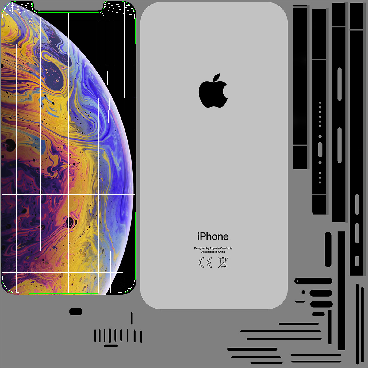 3D Silver iPhone XS