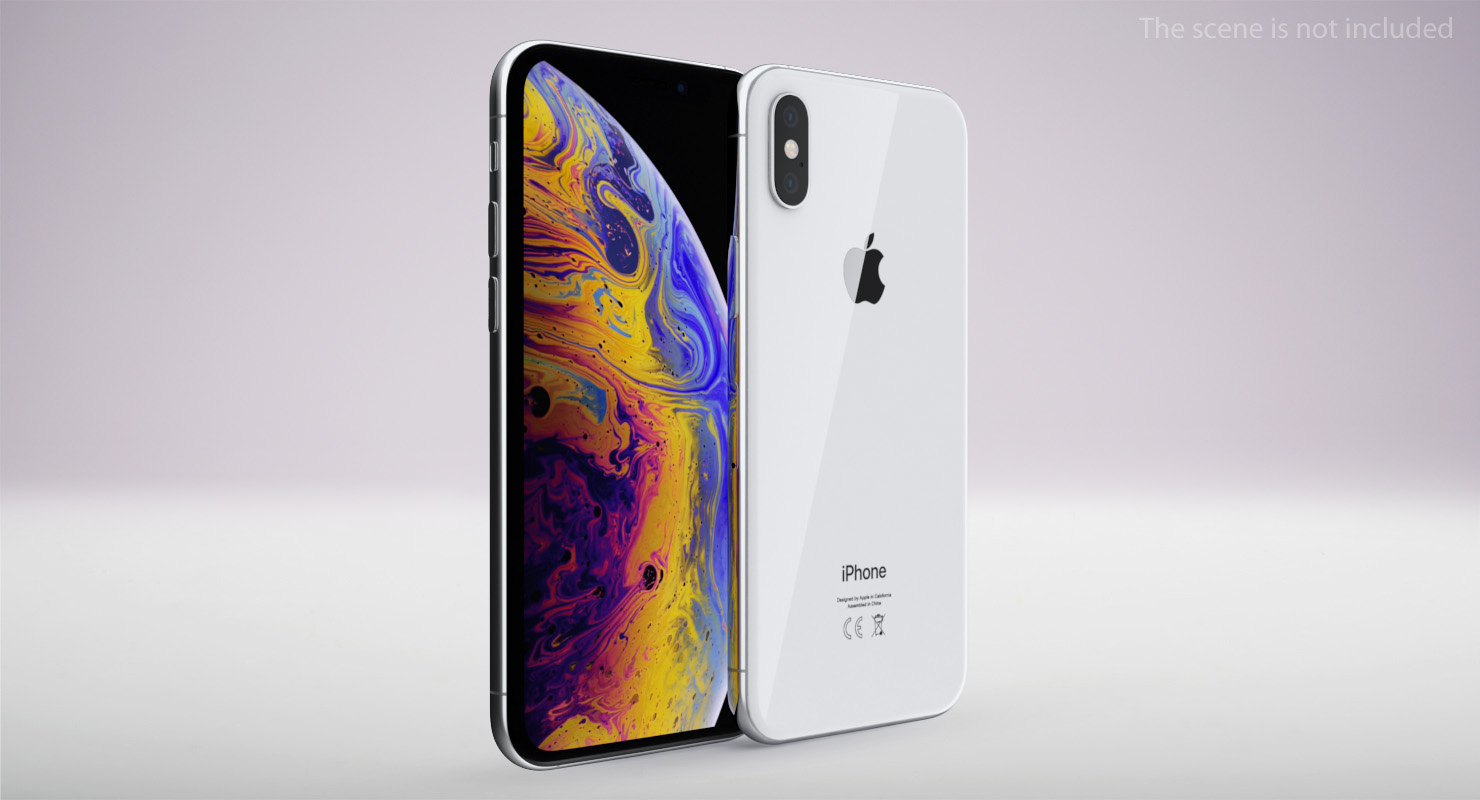 3D Silver iPhone XS