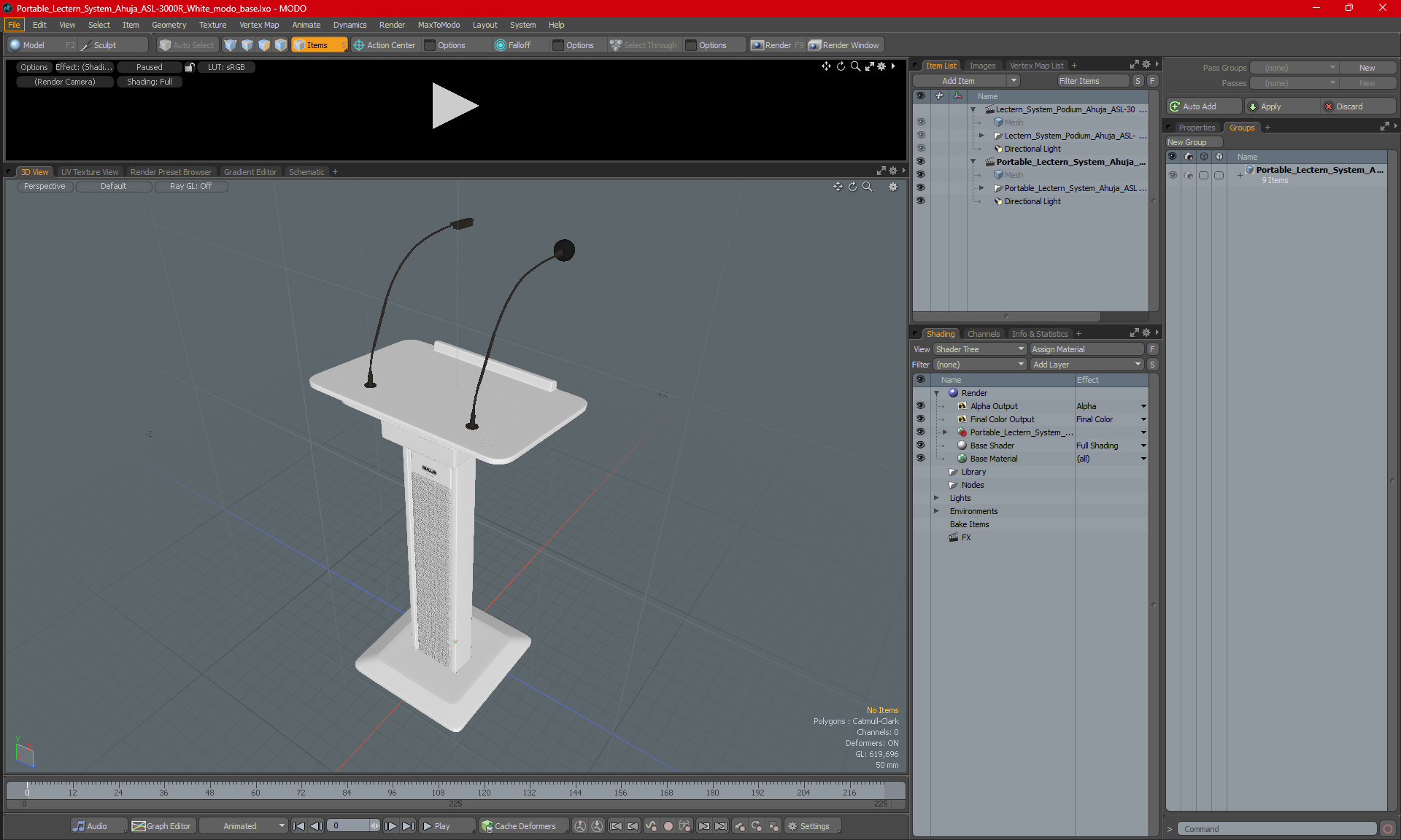 3D model Portable Lectern System Ahuja ASL-3000R White