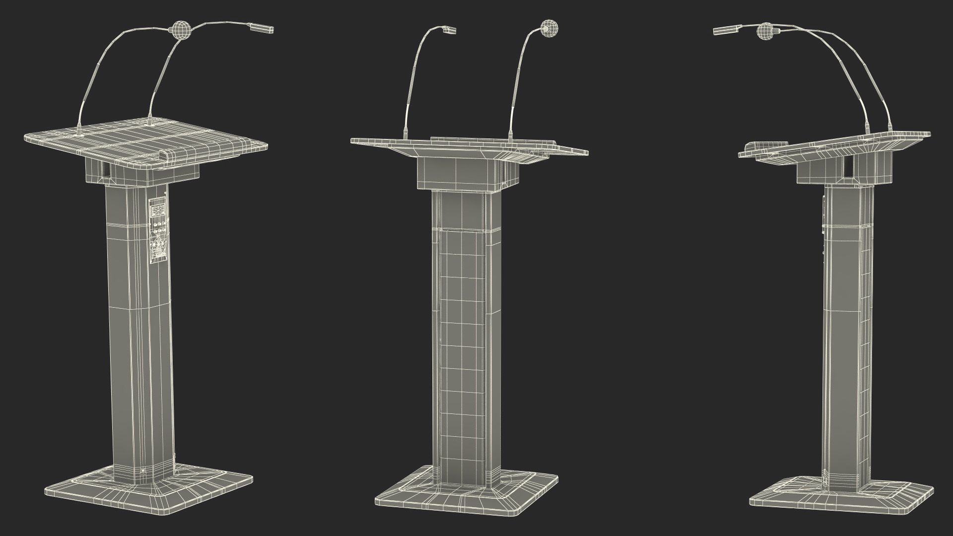 3D model Portable Lectern System Ahuja ASL-3000R White