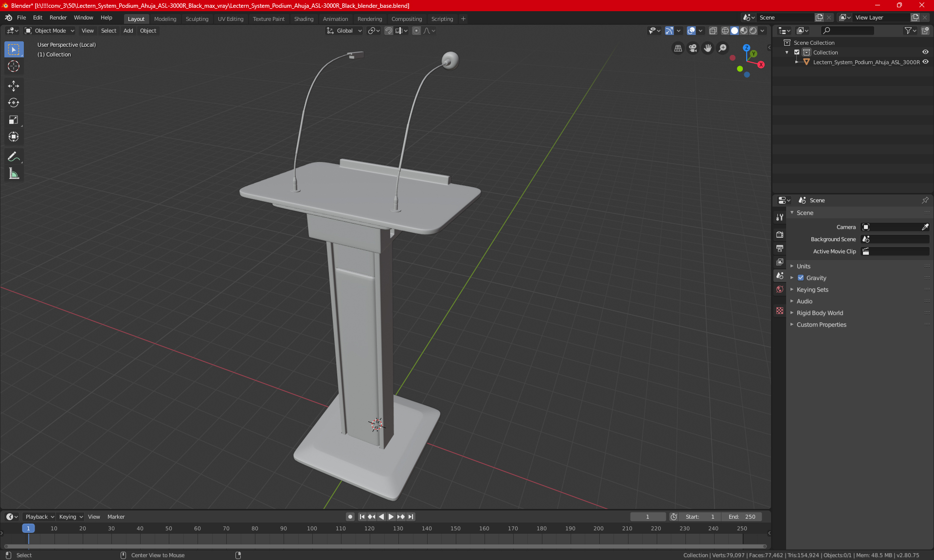 3D model Portable Lectern System Ahuja ASL-3000R White