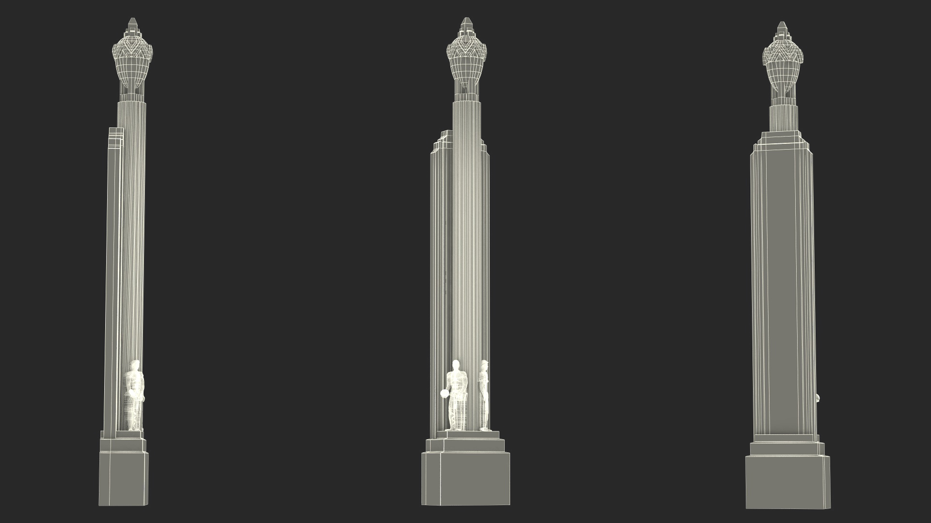3D Decorative Architectural Column Pillar with Statues