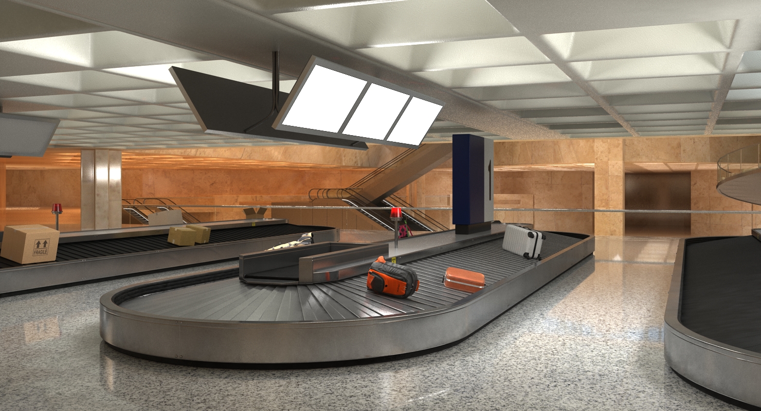 3D model Baggage Claim Conveyor Metal Rigged