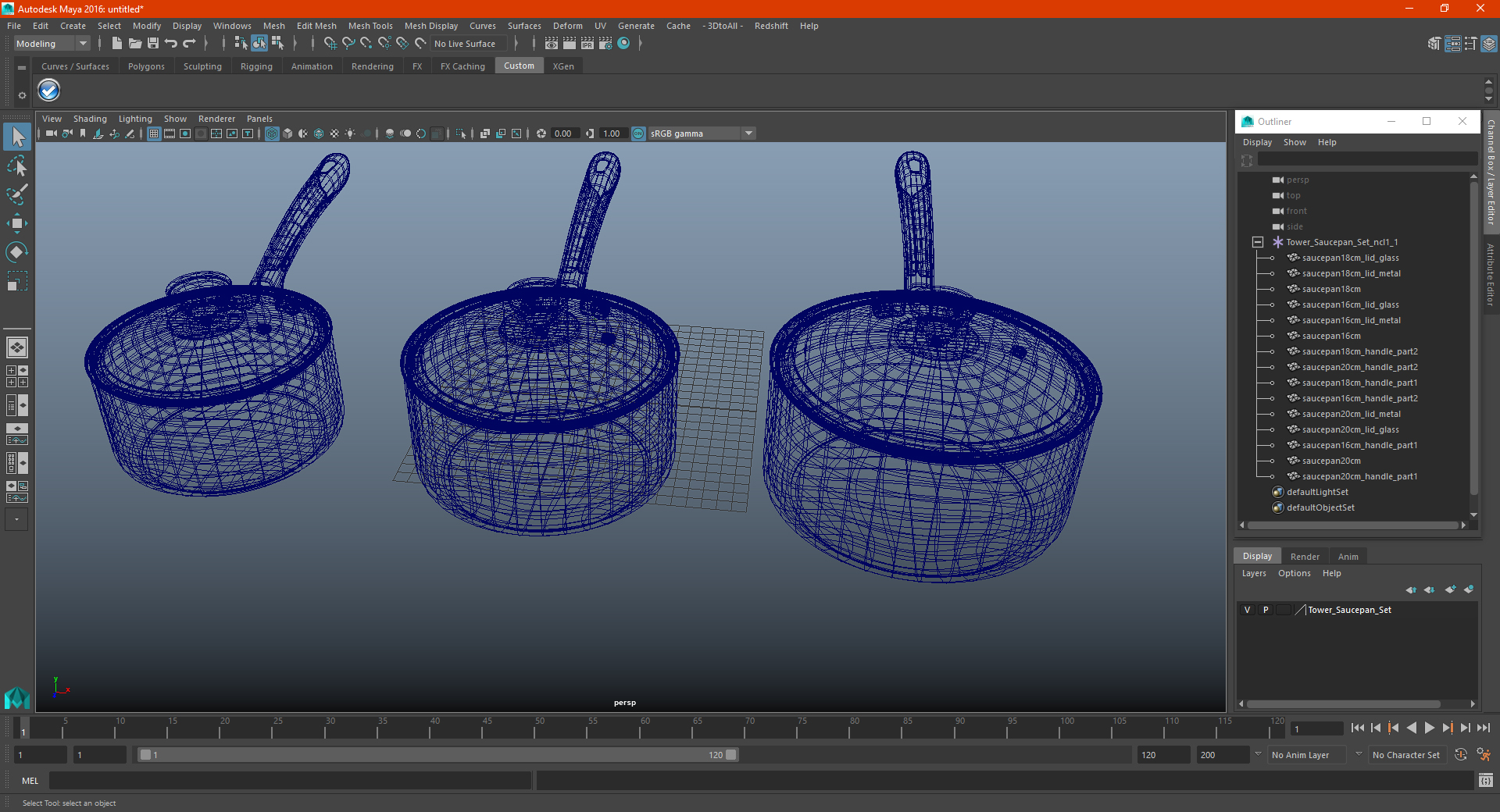 3D Tower Saucepan Set model